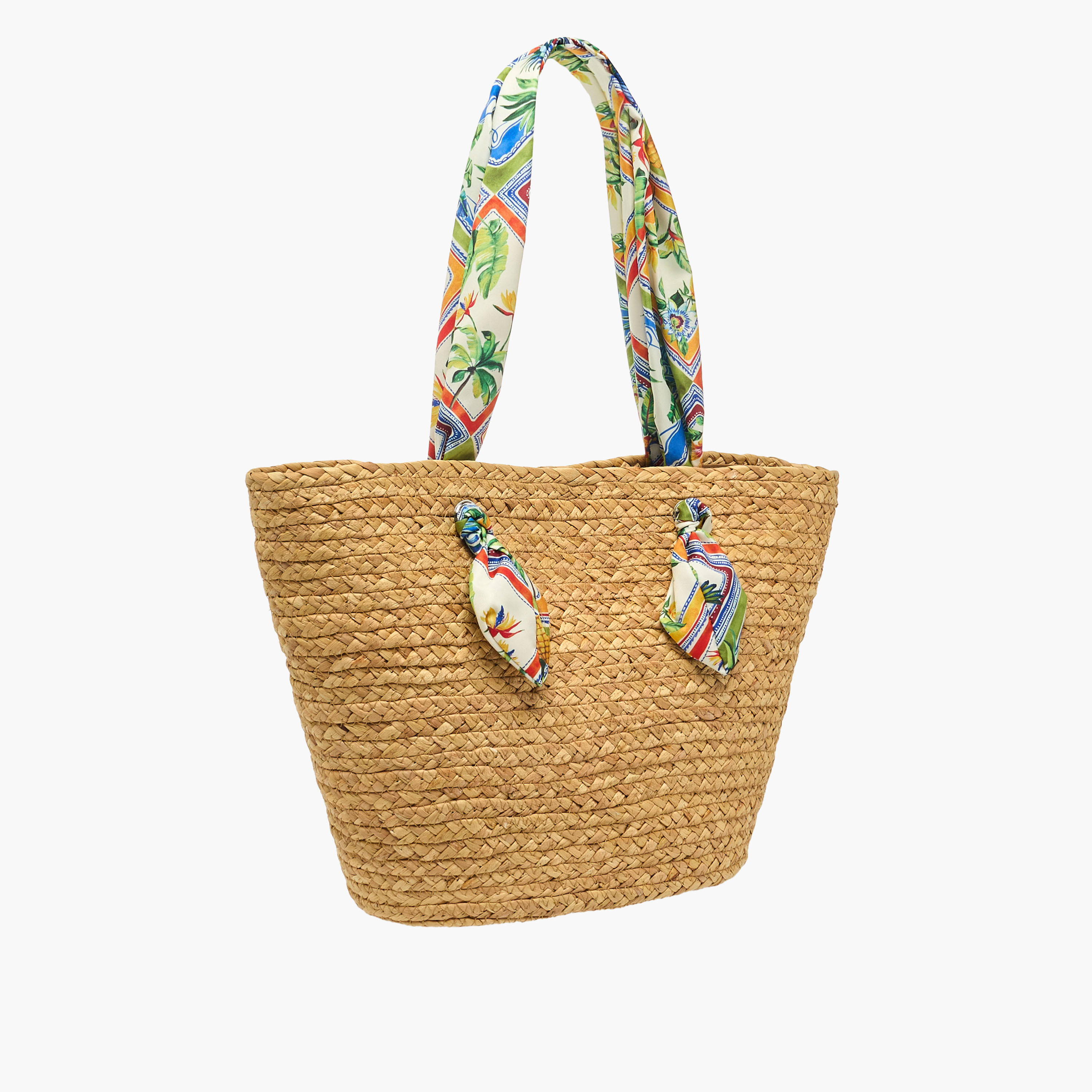 Textured Tote Bag with Scarf Handle-women-bagsandwallets-handbags-image-4