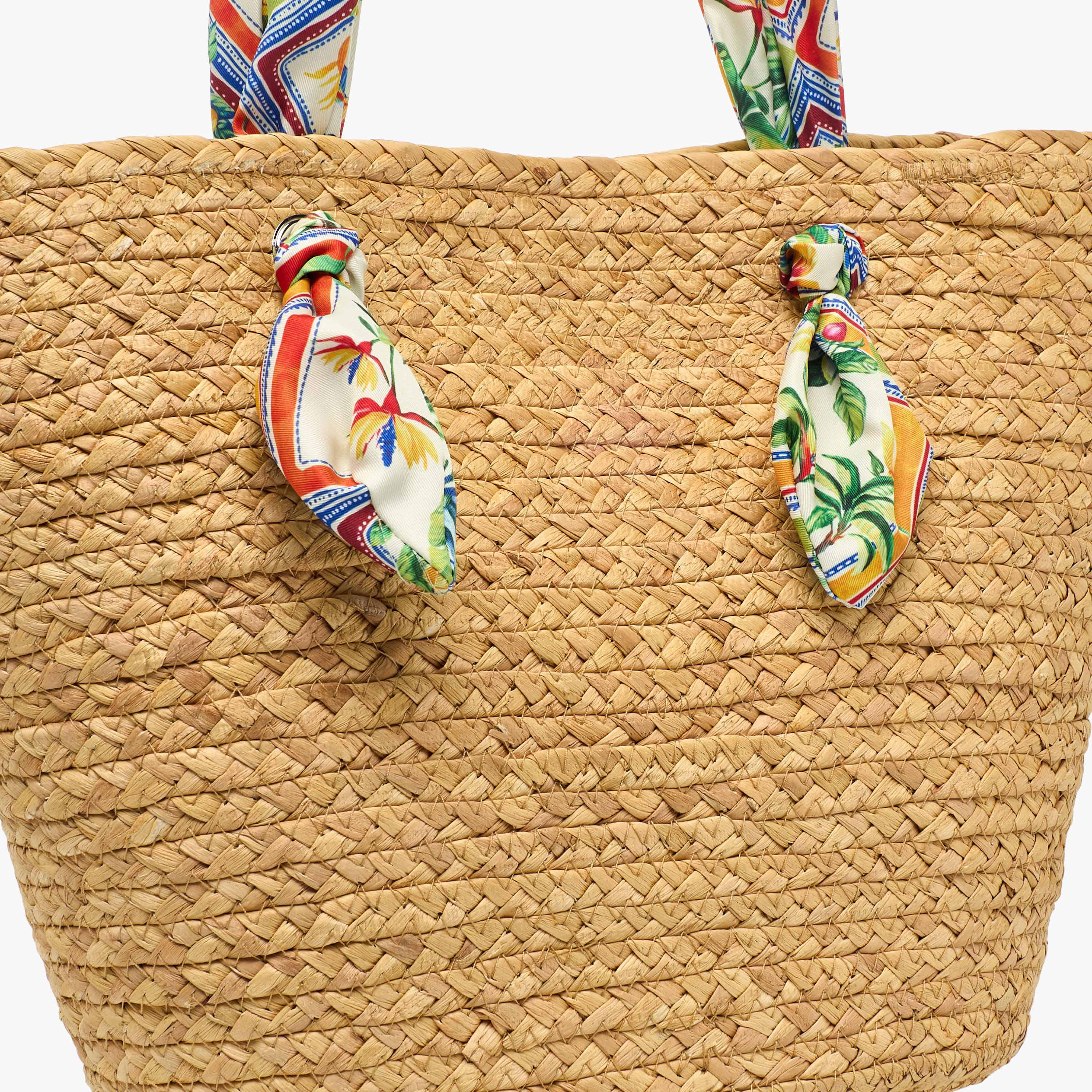 Textured Tote Bag with Scarf Handle-women-bagsandwallets-handbags-image-5