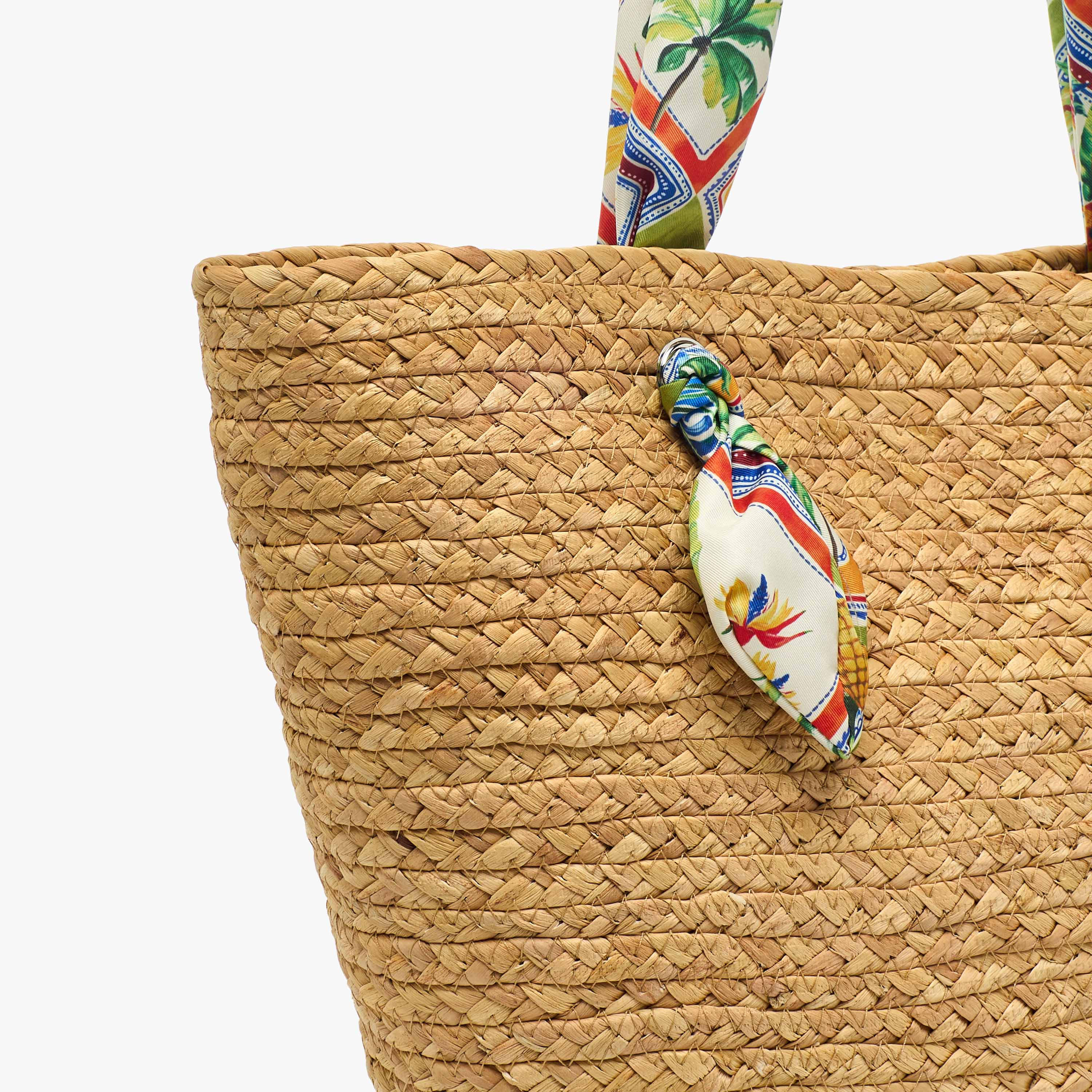 Textured Tote Bag with Scarf Handle-women-bagsandwallets-handbags-image-6