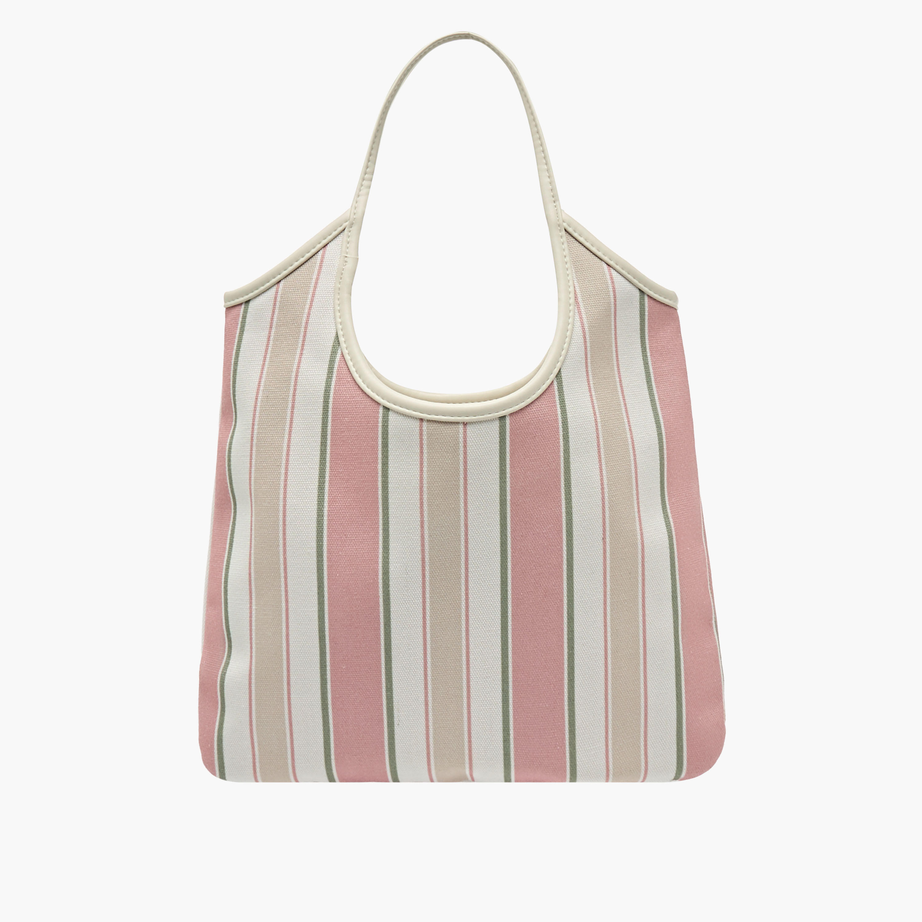 Striped Canvas Beach Tote Bag with Dual Handles-women-bagsandwallets-handbags-image-1