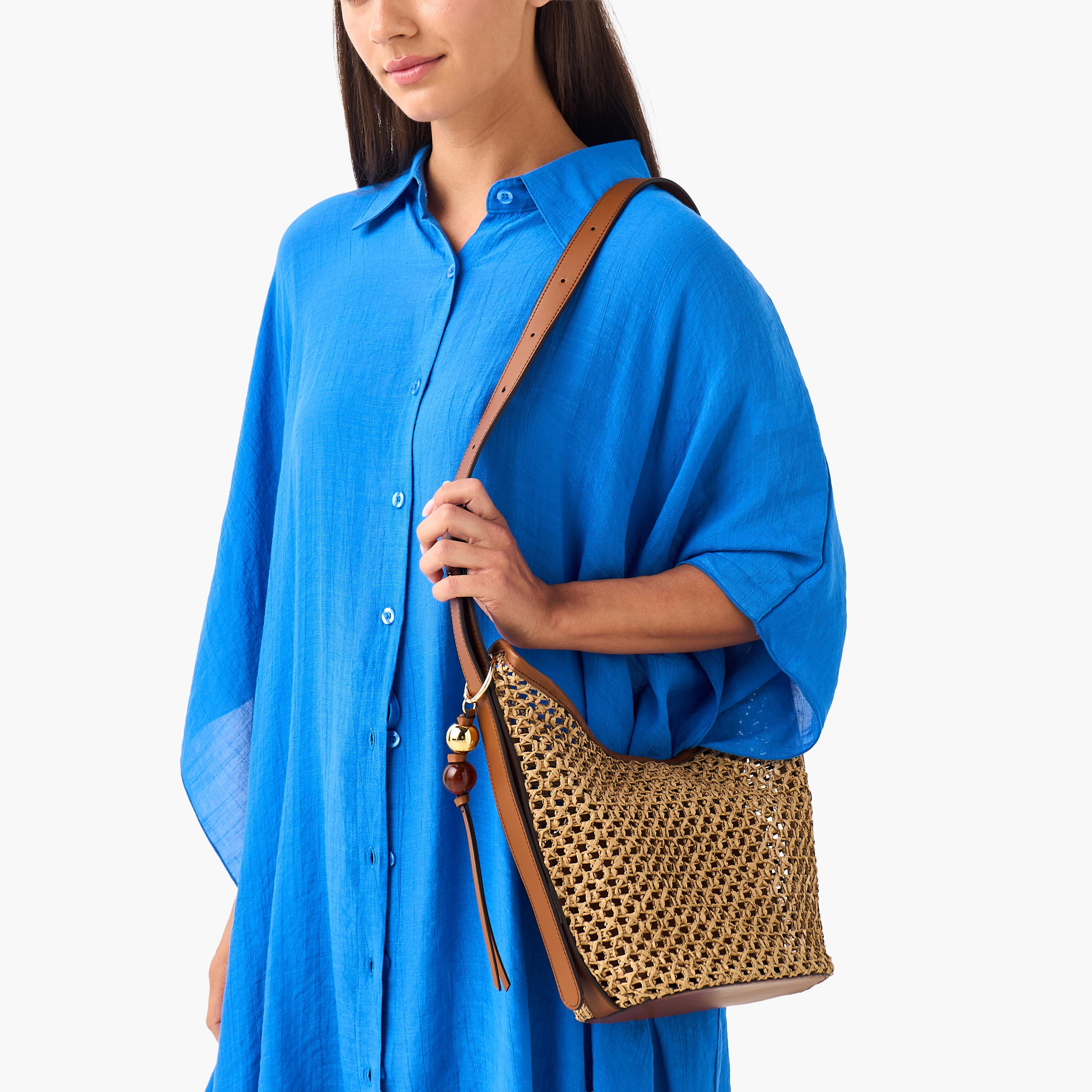 Woven Bucket Bag with Adjustable Handle-women-bagsandwallets-handbags-image-2