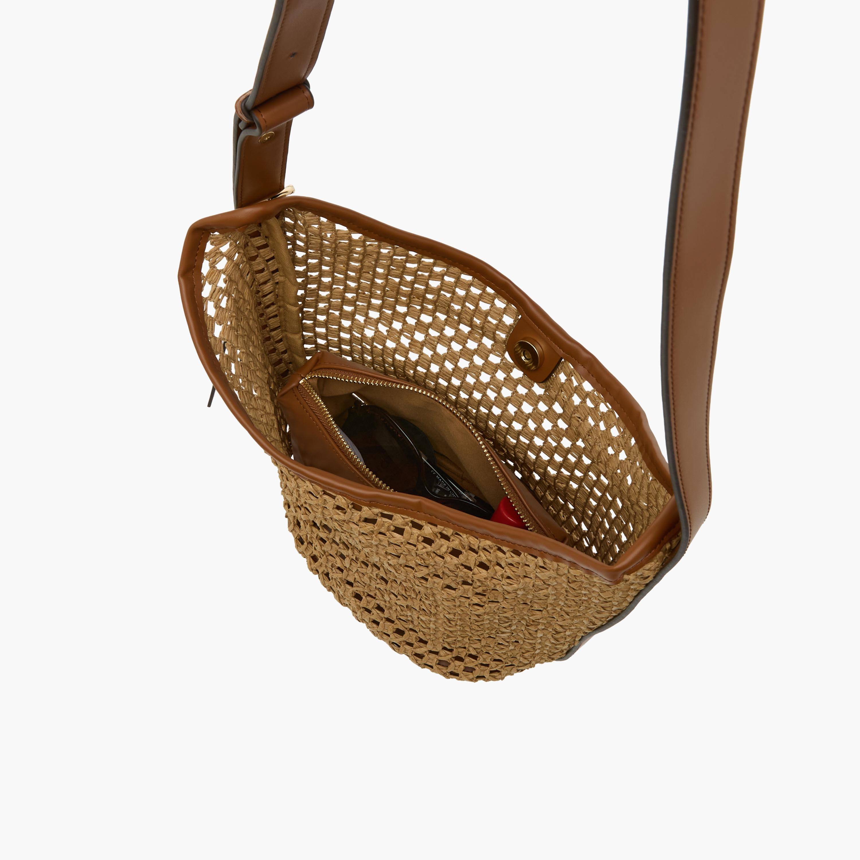Woven Bucket Bag with Adjustable Handle-women-bagsandwallets-handbags-image-7