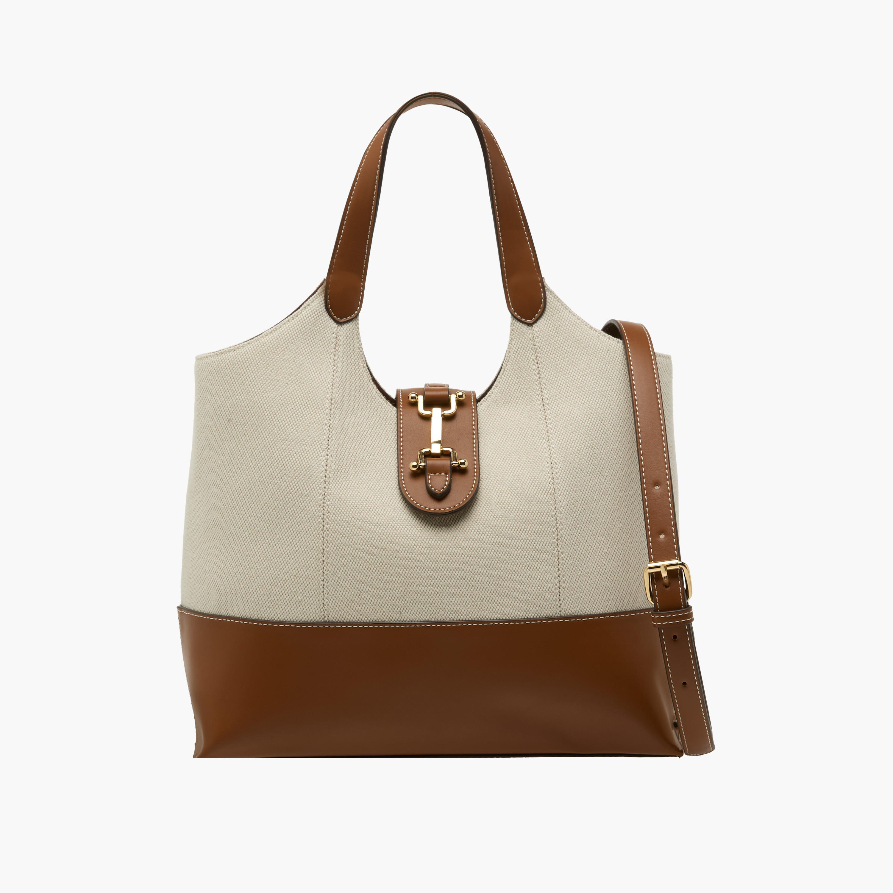 Textured Shoulder Bag with Snaffle Trim-women-bagsandwallets-handbags-image-1