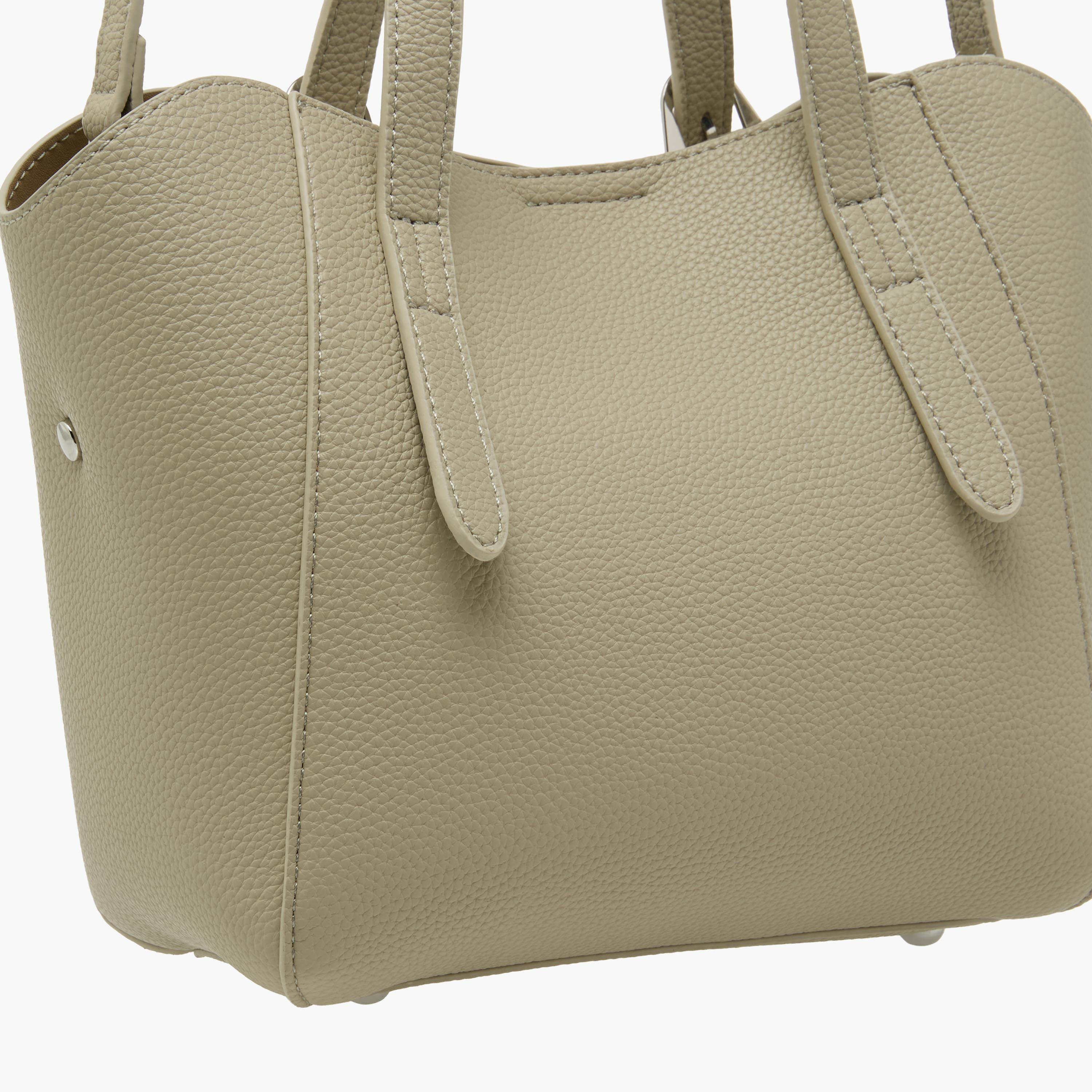 Textured Buckle Detail Tote Bag with Detachable Strap-women-bagsandwallets-handbags-image-7