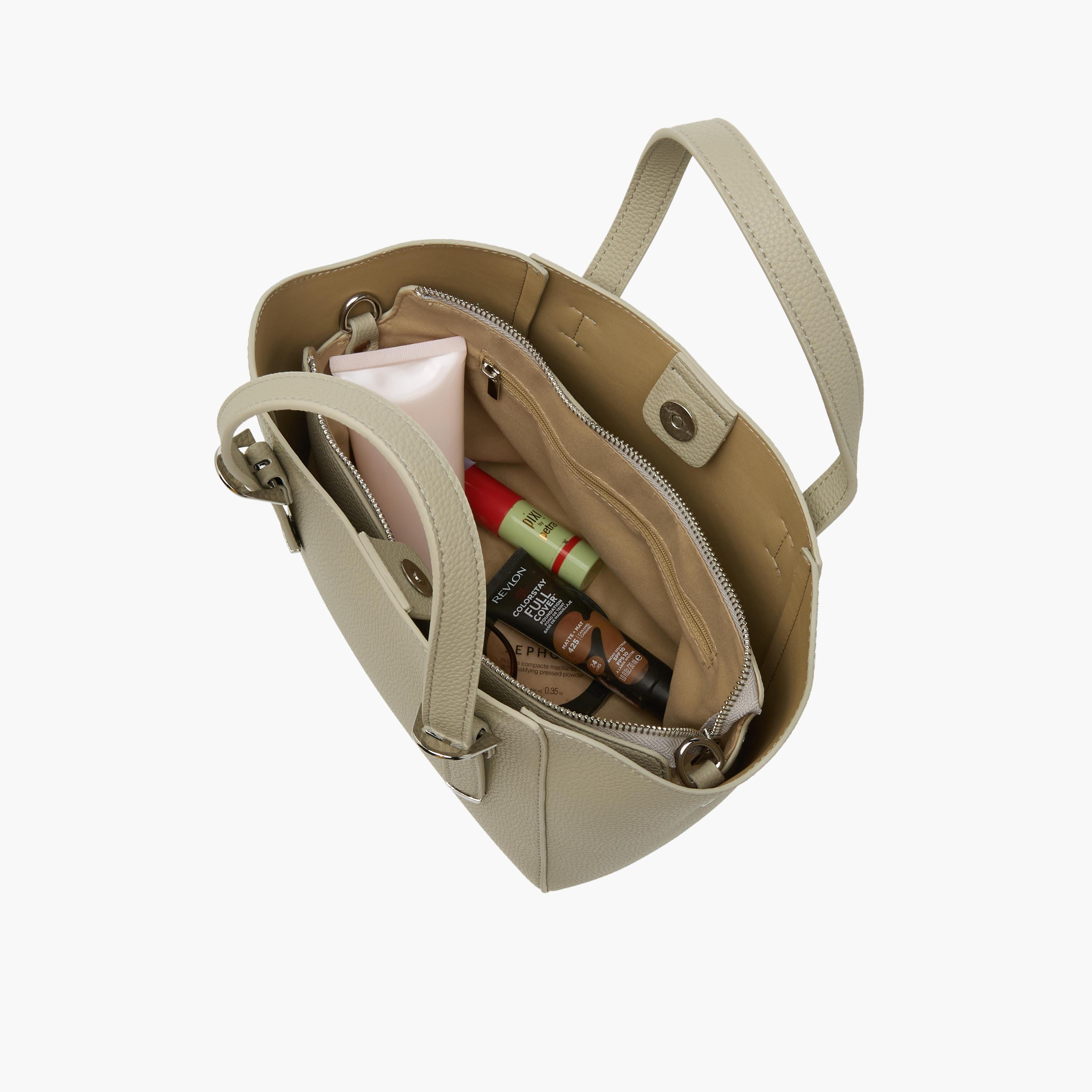 Textured Buckle Detail Tote Bag with Detachable Strap-women-bagsandwallets-handbags-image-9