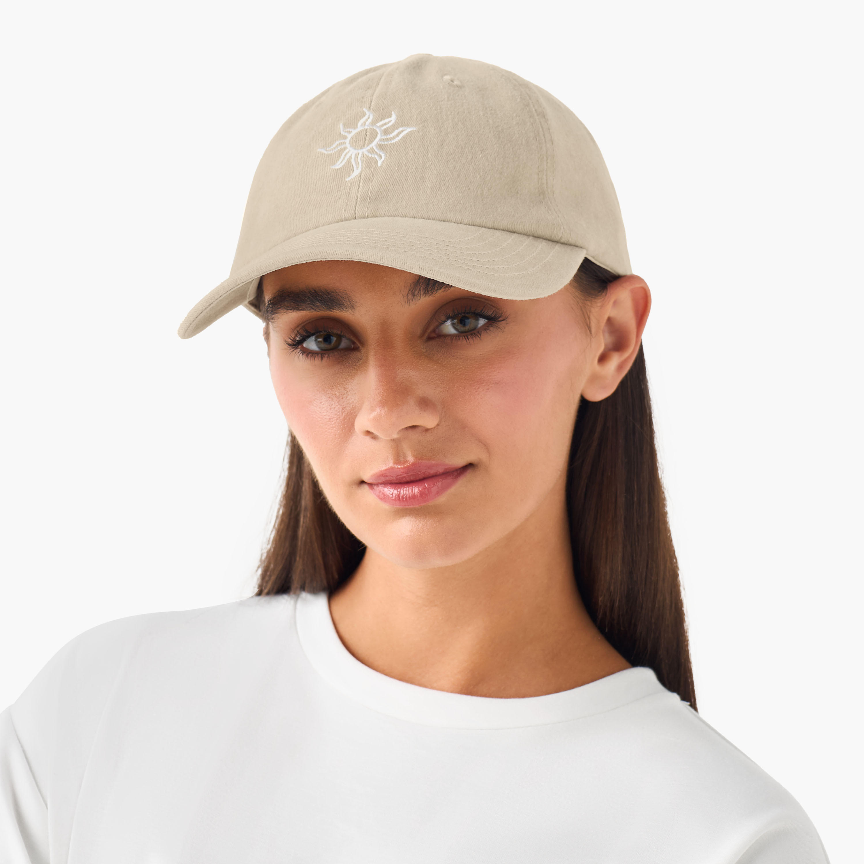 Embroidered Cap with Buckled Strap Closure-women-clothingaccessories-capsandhats-image-2