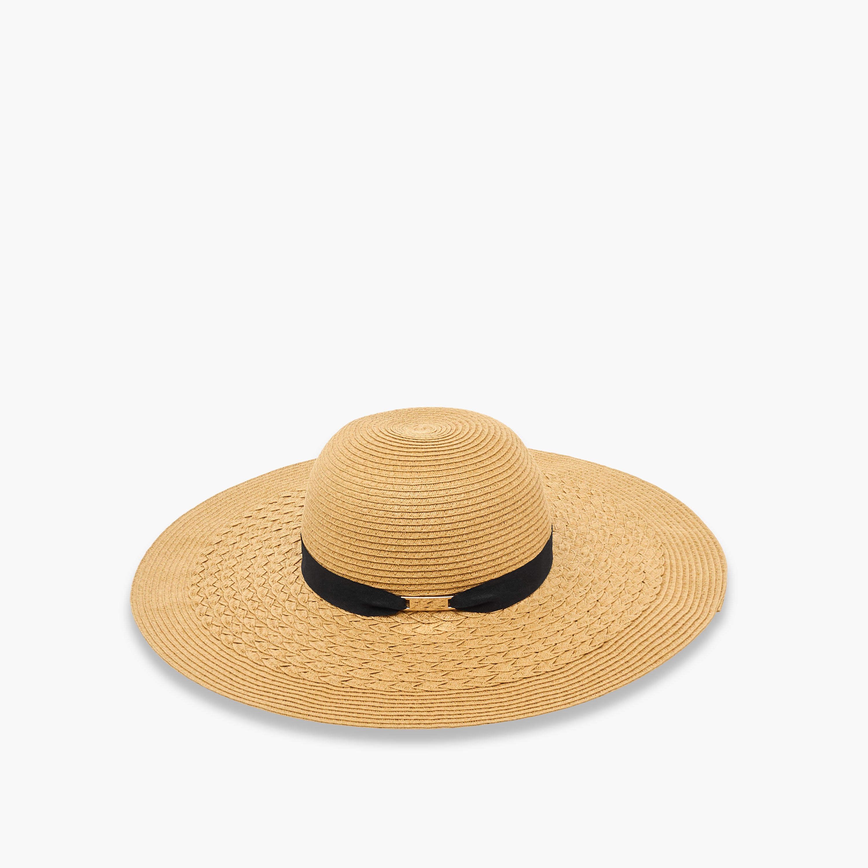 قبعة قش أنيقة بحواف عريضة وزينة شريطة-women-clothingaccessories-capsandhats-image-6