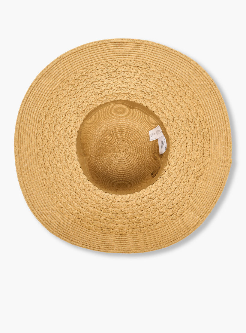 قبعة قش أنيقة بحواف عريضة وزينة شريطة-women-clothingaccessories-capsandhats-image-1