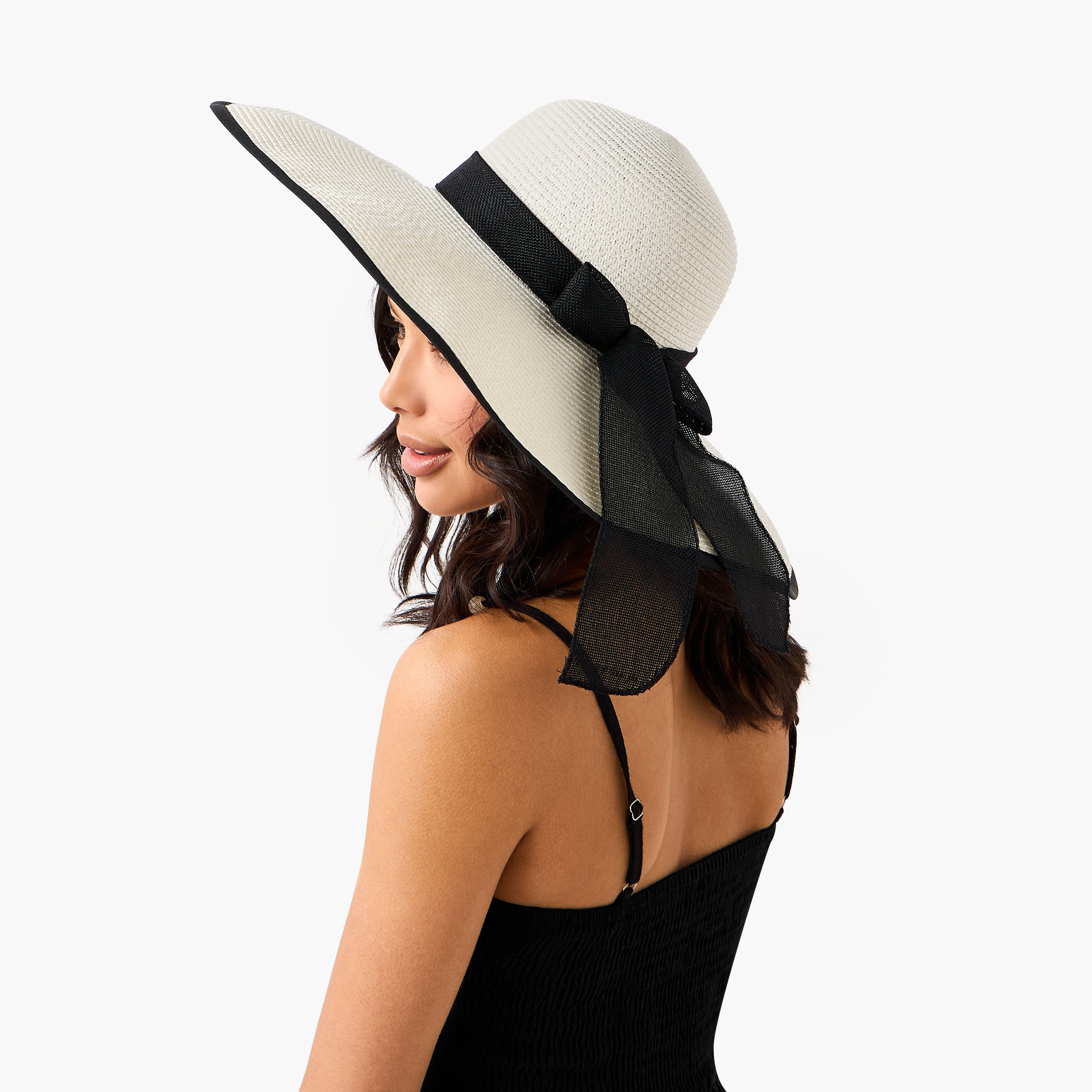 قبعة بحافة عريضة وفيونكة متباينة-women-clothingaccessories-capsandhats-image-7