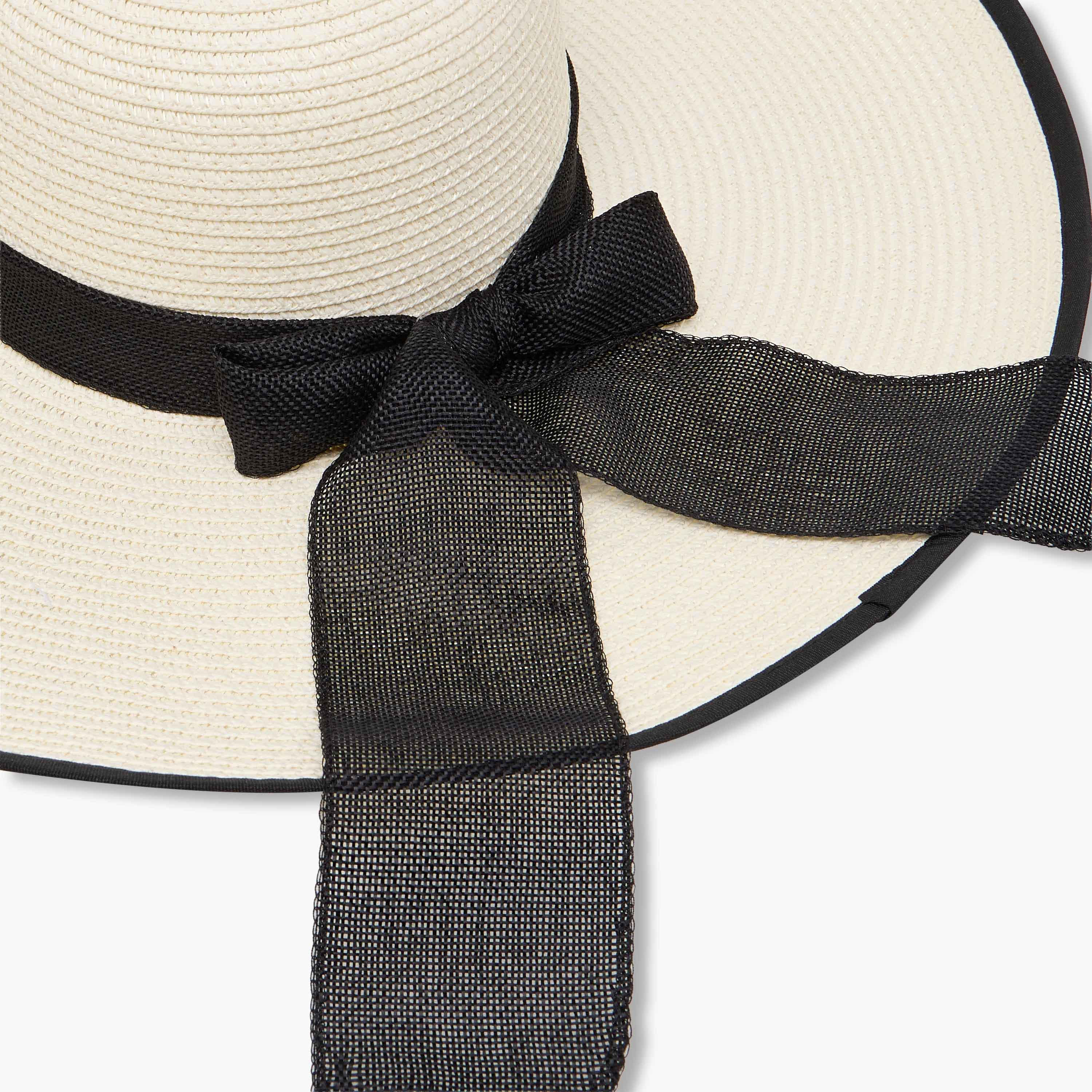 قبعة بحافة عريضة وفيونكة متباينة-women-clothingaccessories-capsandhats-image-5