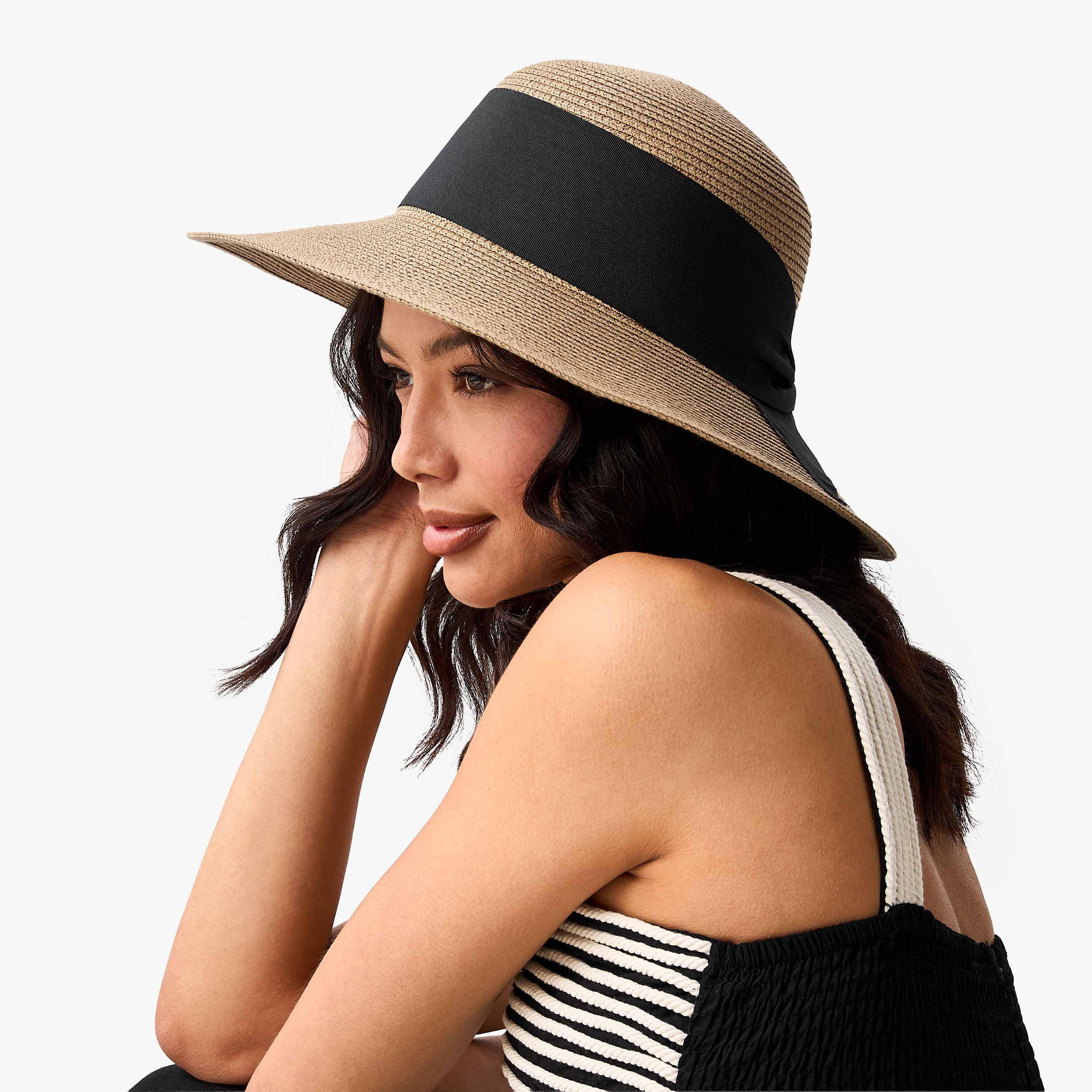 Straw Hat with Contrast Bow-women-clothingaccessories-capsandhats-image-2