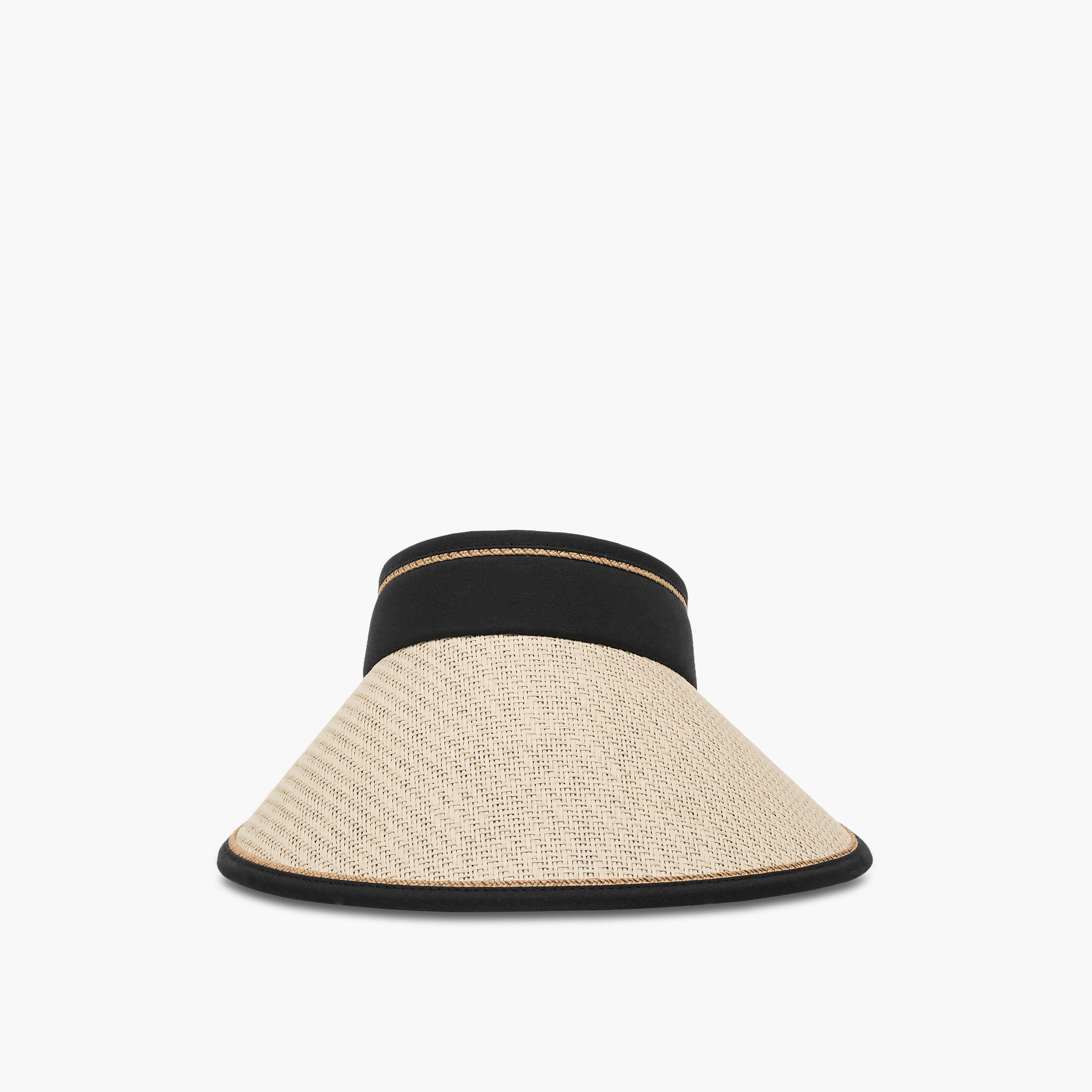 Contrast Straw Visor Cap with Buckled Strap-women-clothingaccessories-capsandhats-image-1