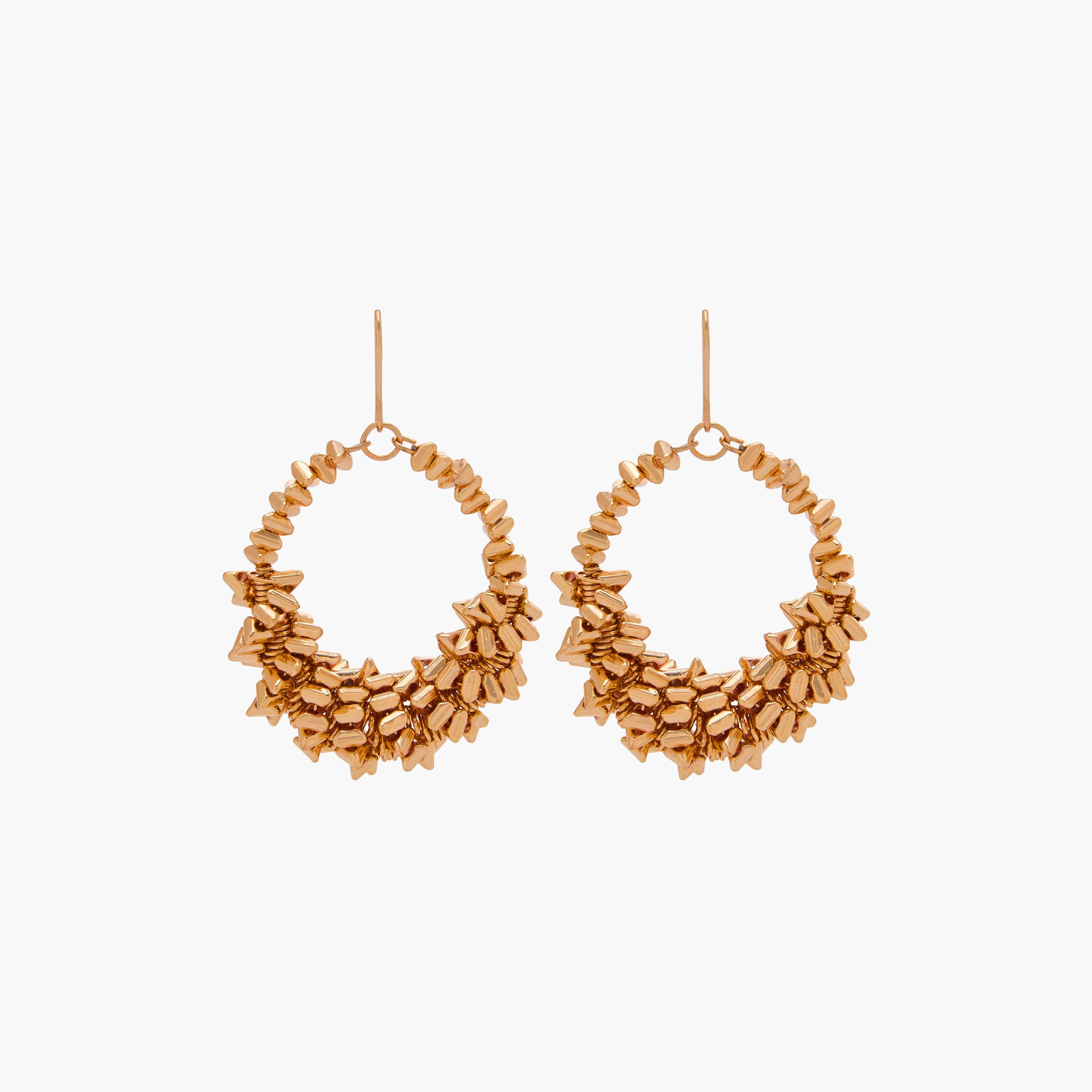 Gold Tone Embellished Hoop Earrings with Fish Hook-women-watchesandjewellery-jewellery-earrings-image-1
