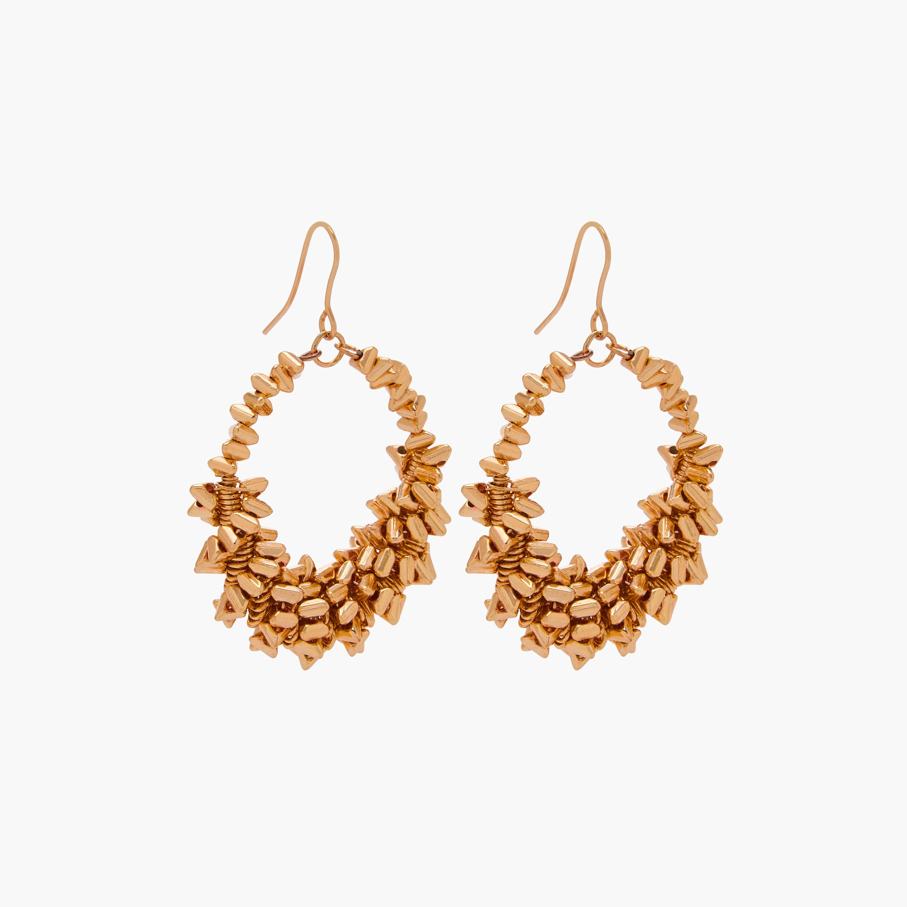 Gold Tone Embellished Hoop Earrings with Fish Hook-women-watchesandjewellery-jewellery-earrings-image-3