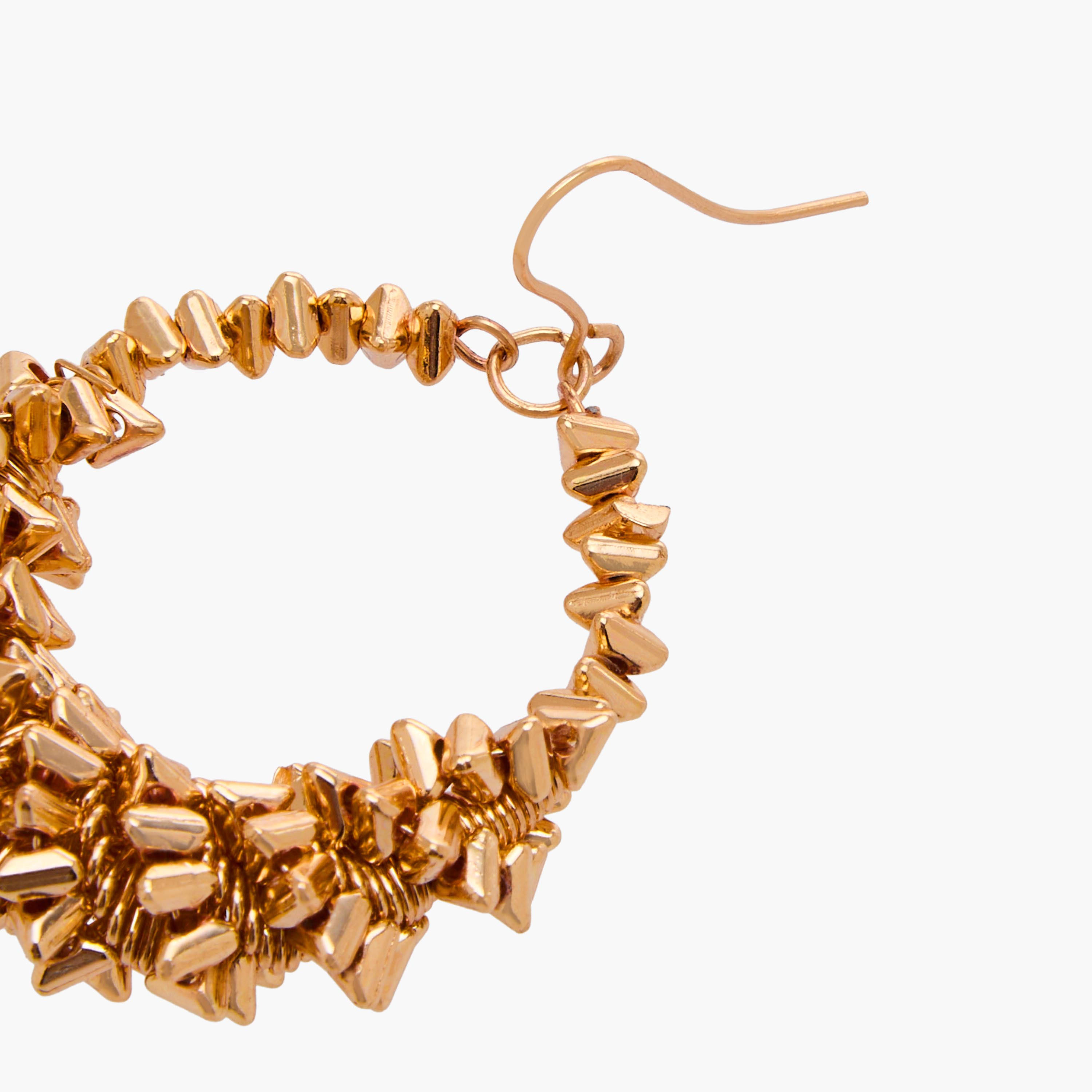 Gold Tone Embellished Hoop Earrings with Fish Hook-women-watchesandjewellery-jewellery-earrings-image-5