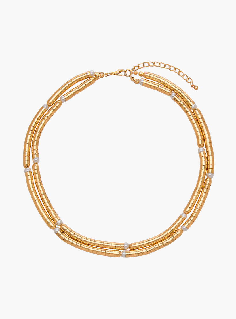 Gold Tone Beaded Layered Necklace-women-watchesandjewellery-jewellery-necklacesandpendants-image-1