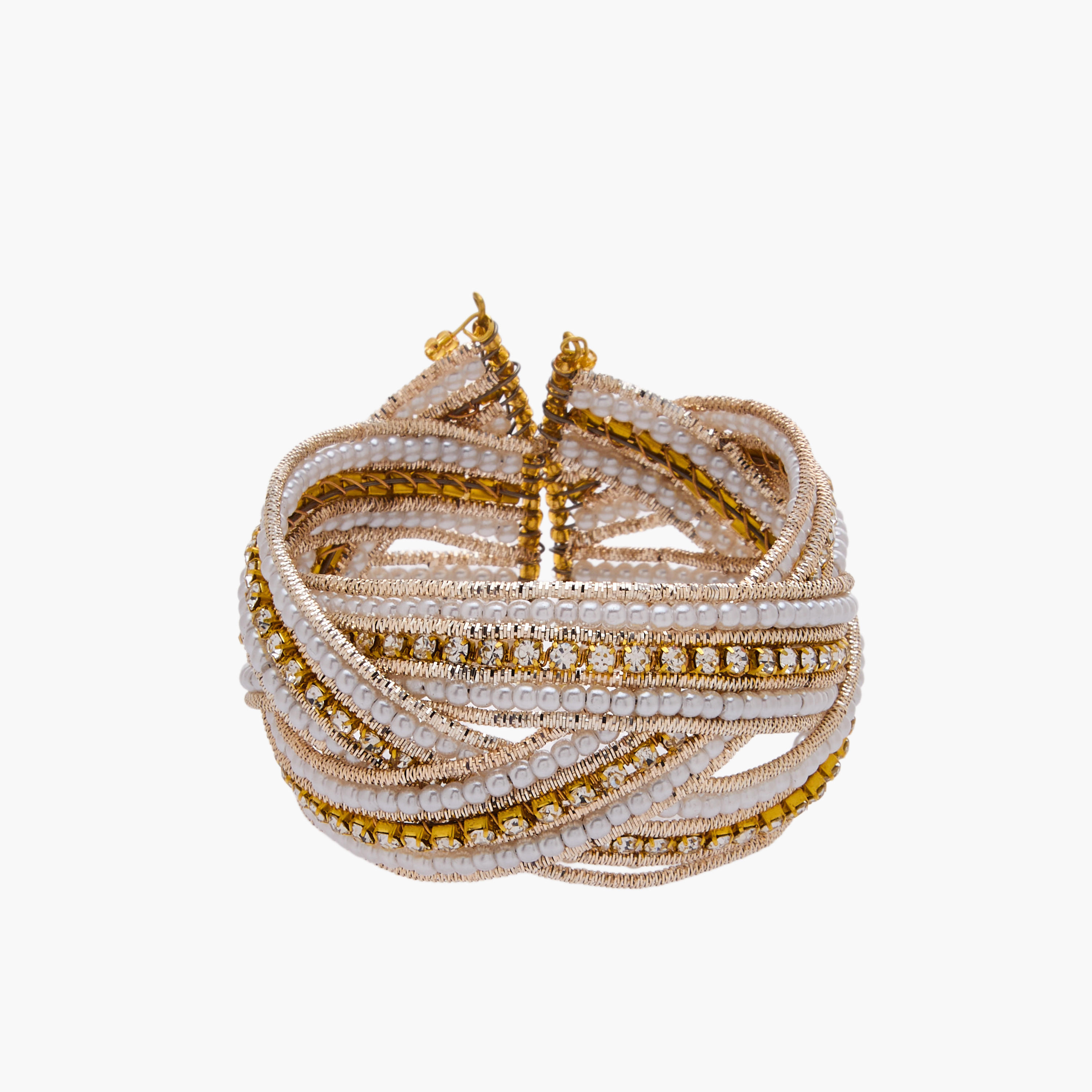 Metallic Embellished Cuff Bracelet-women-watchesandjewellery-jewellery-banglesandbracelets-image-1
