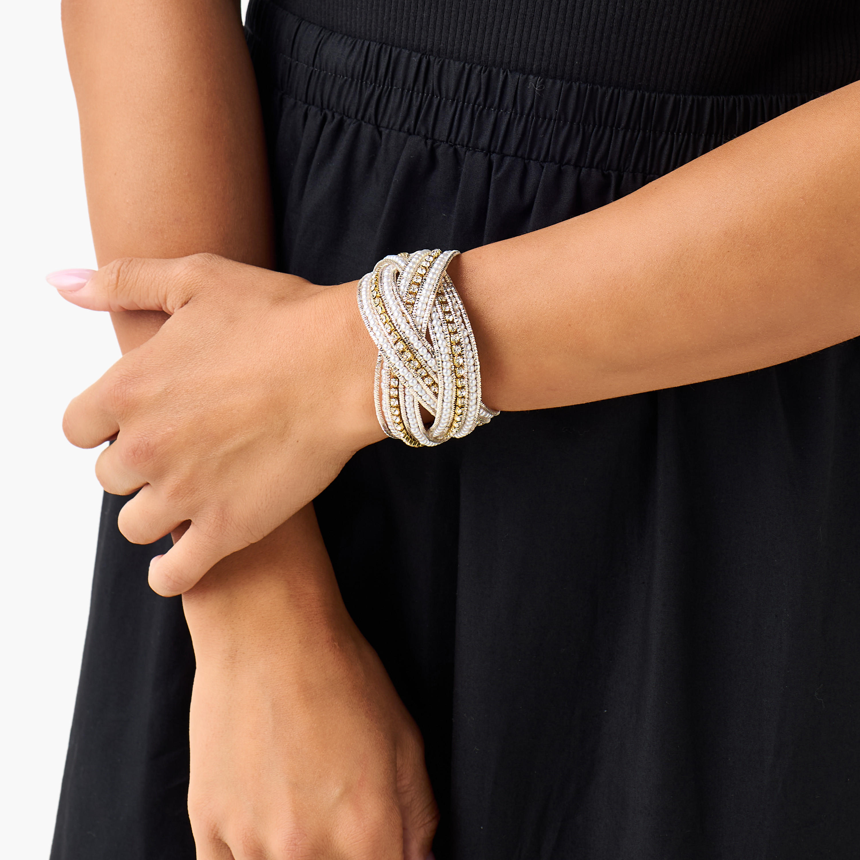 Metallic Embellished Cuff Bracelet-women-watchesandjewellery-jewellery-banglesandbracelets-image-2