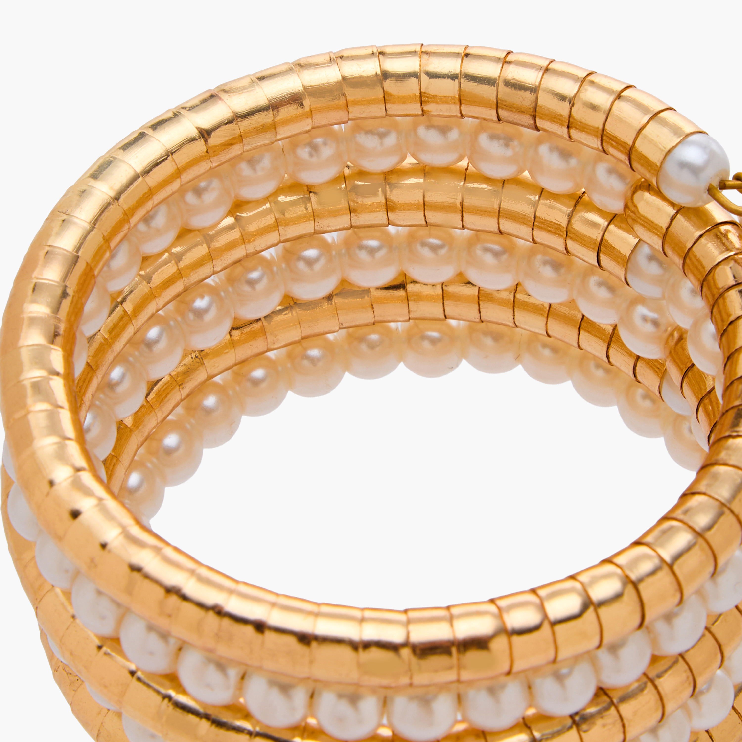 سوار حلزوني ذهبي مزين باللؤلؤ والخرز-women-watchesandjewellery-jewellery-banglesandbracelets-image-5