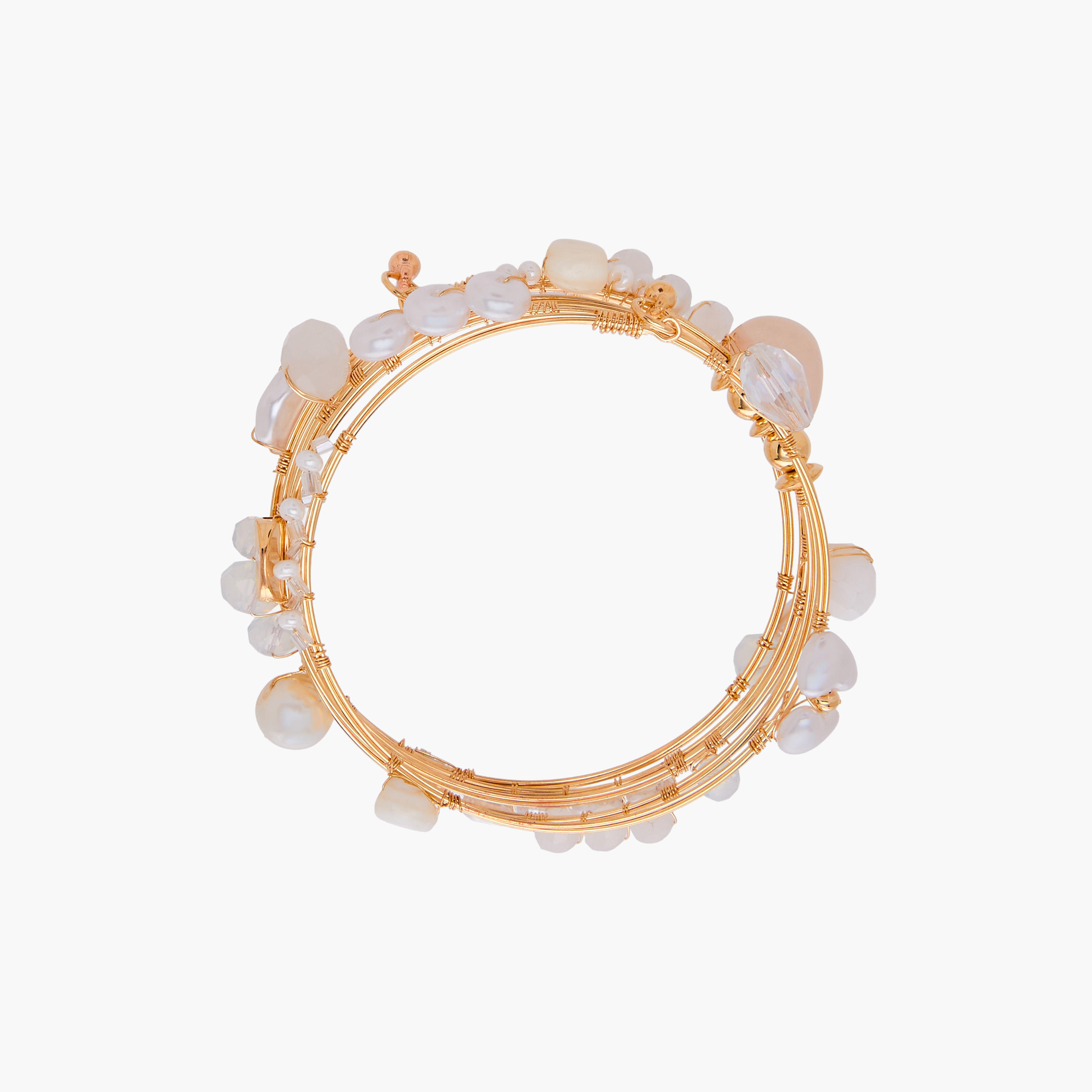 سوار حلزوني ذهبي مزين باللؤلؤ والخرز-women-watchesandjewellery-jewellery-banglesandbracelets-image-3