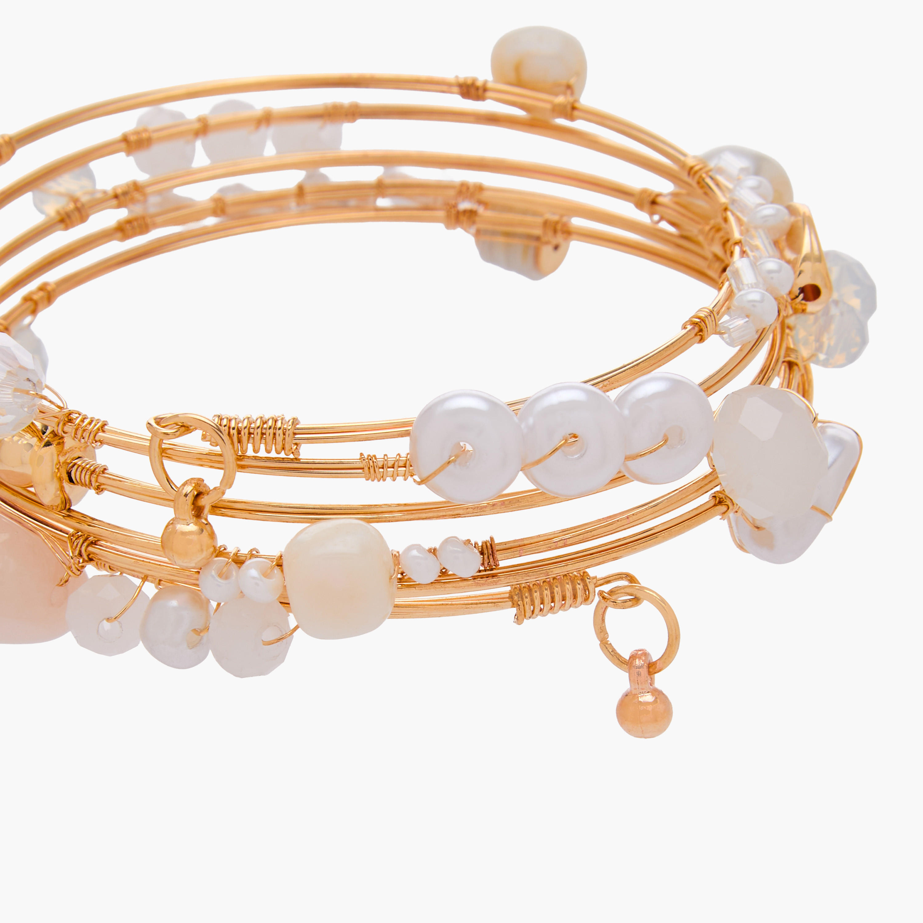 سوار حلزوني ذهبي مزين باللؤلؤ والخرز-women-watchesandjewellery-jewellery-banglesandbracelets-image-4