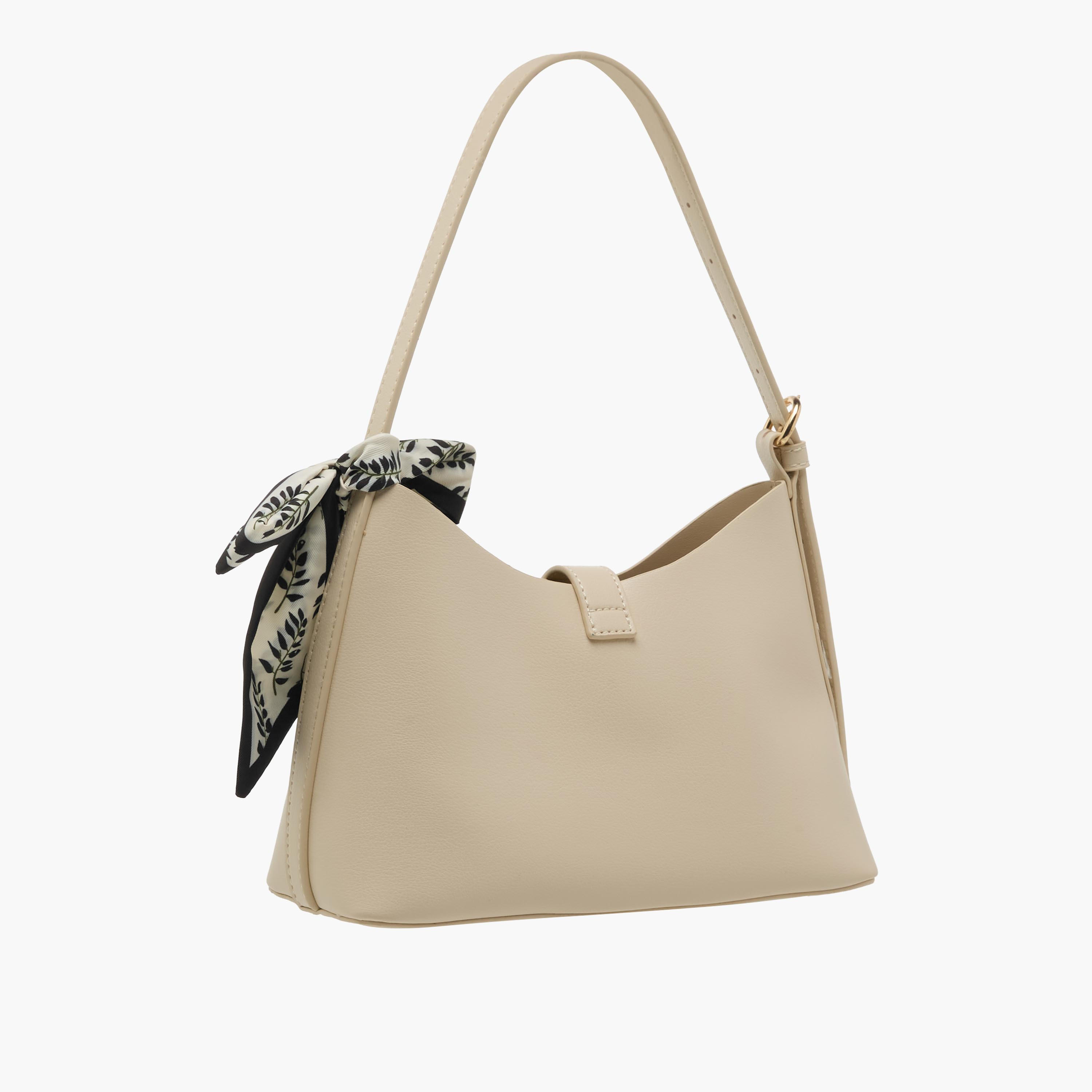 Floral Print Scarf Detail Shoulder Bag with Adjustable Handle-women-bagsandwallets-handbags-image-4
