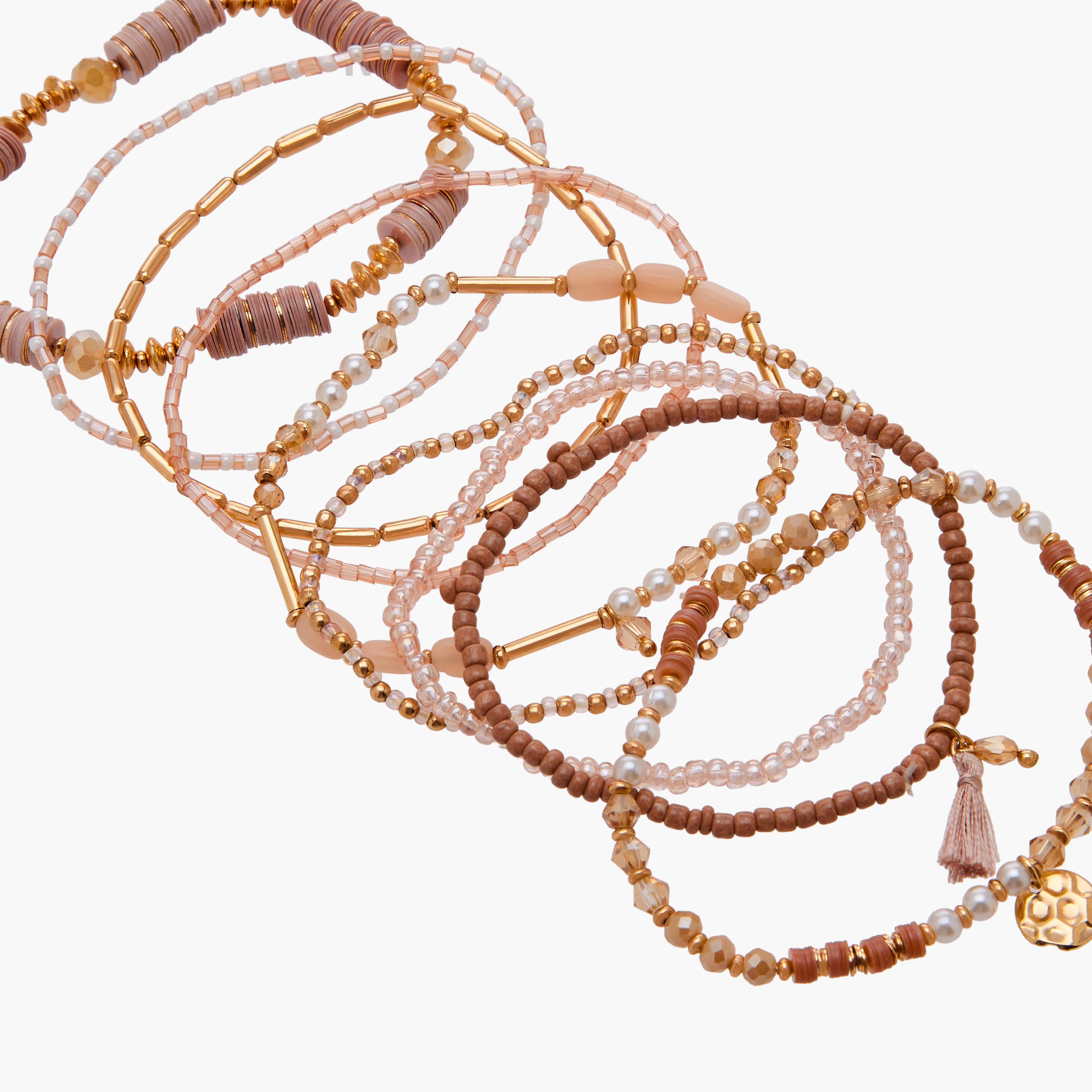 طقم من 9 - سوار خرز مطاطي بلون ذهبي-women-watchesandjewellery-jewellery-banglesandbracelets-image-21