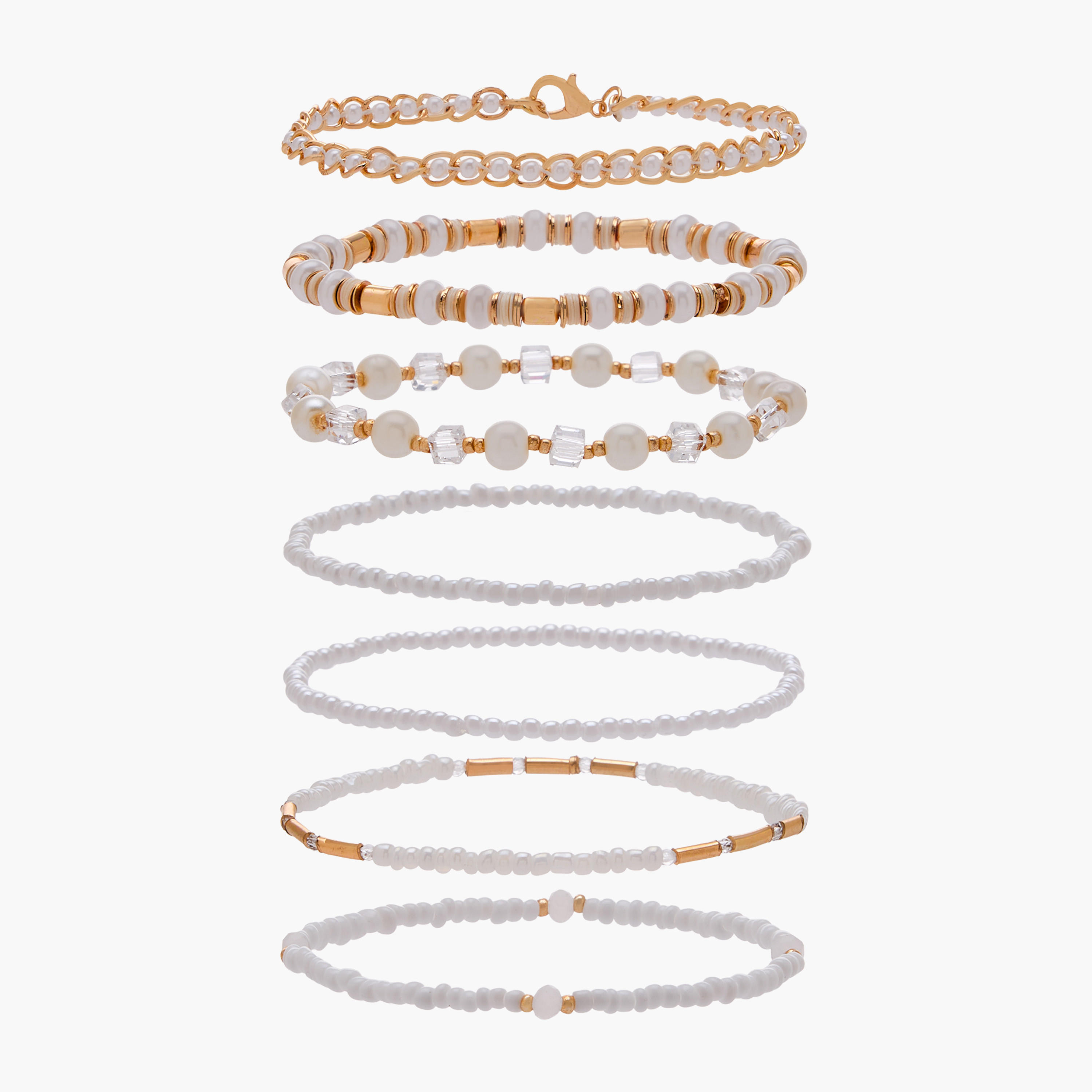 Pack of 7 Pearl Stretch Bracelet-women-watchesandjewellery-jewellery-banglesandbracelets-image-1