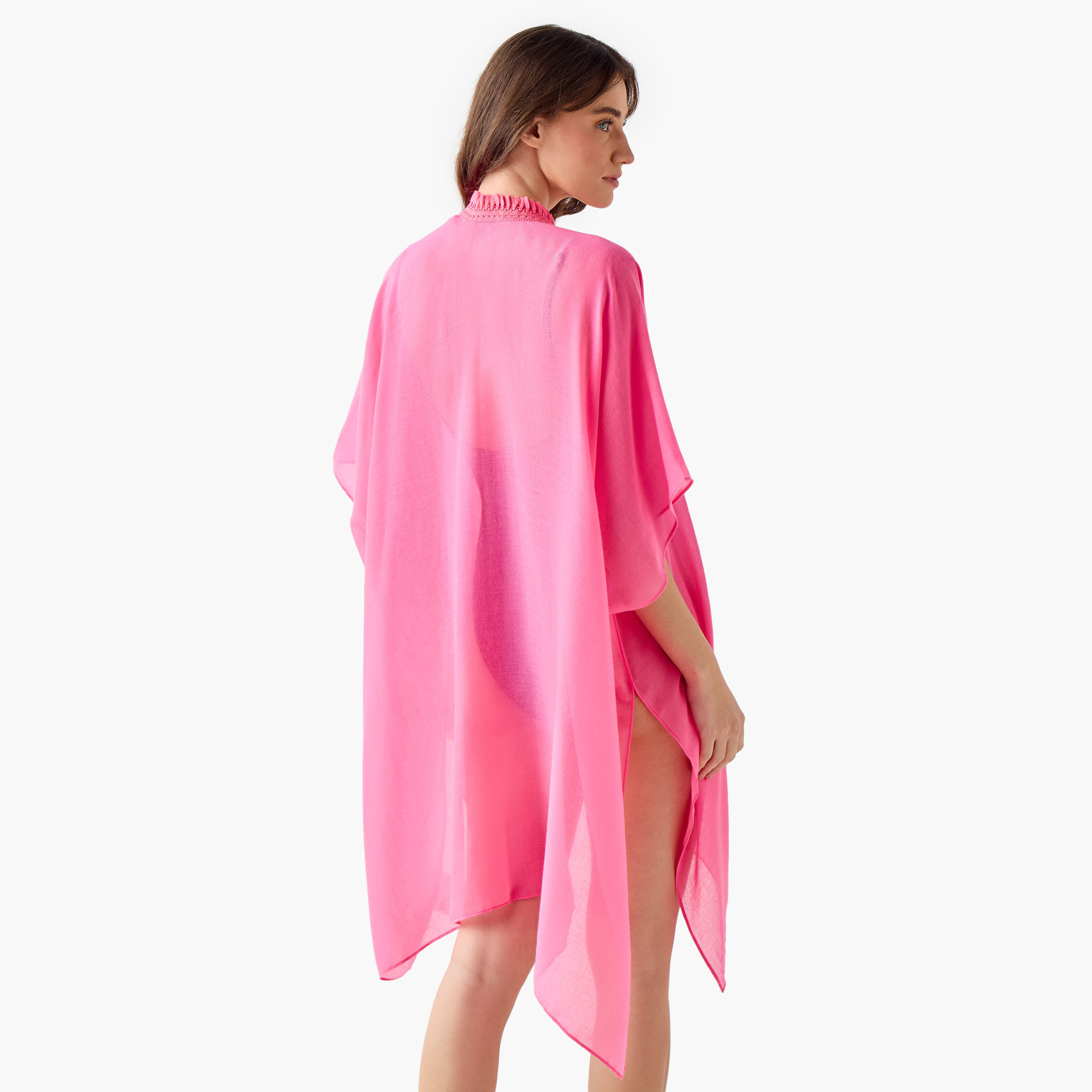 غطاء شاطئ وردي أنيق مزين بشراشيب-women-clothing-swimandbeach-coverups-image-3