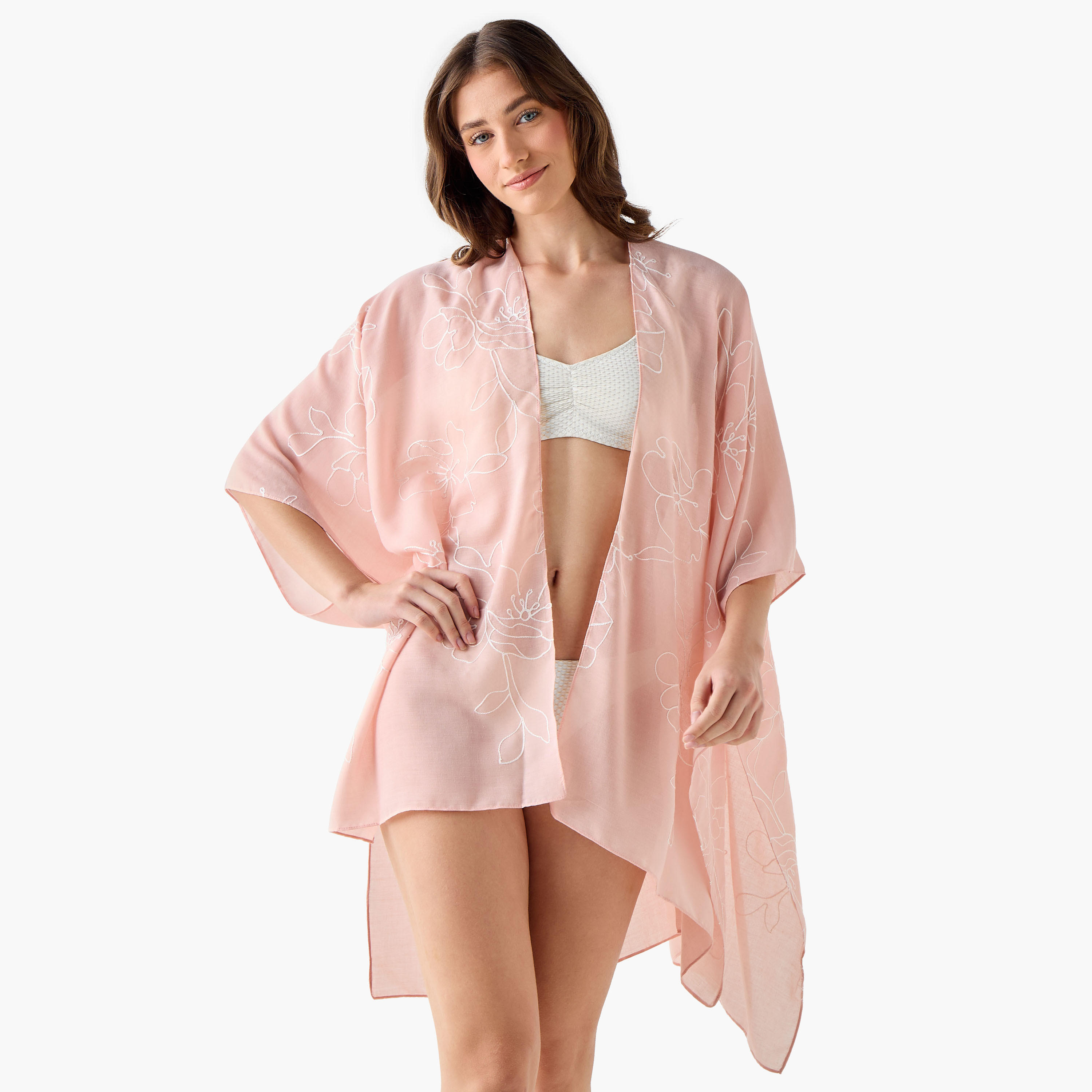 غطاء شاطئ زهري مطرز-women-clothing-swimandbeach-coverups-image-1