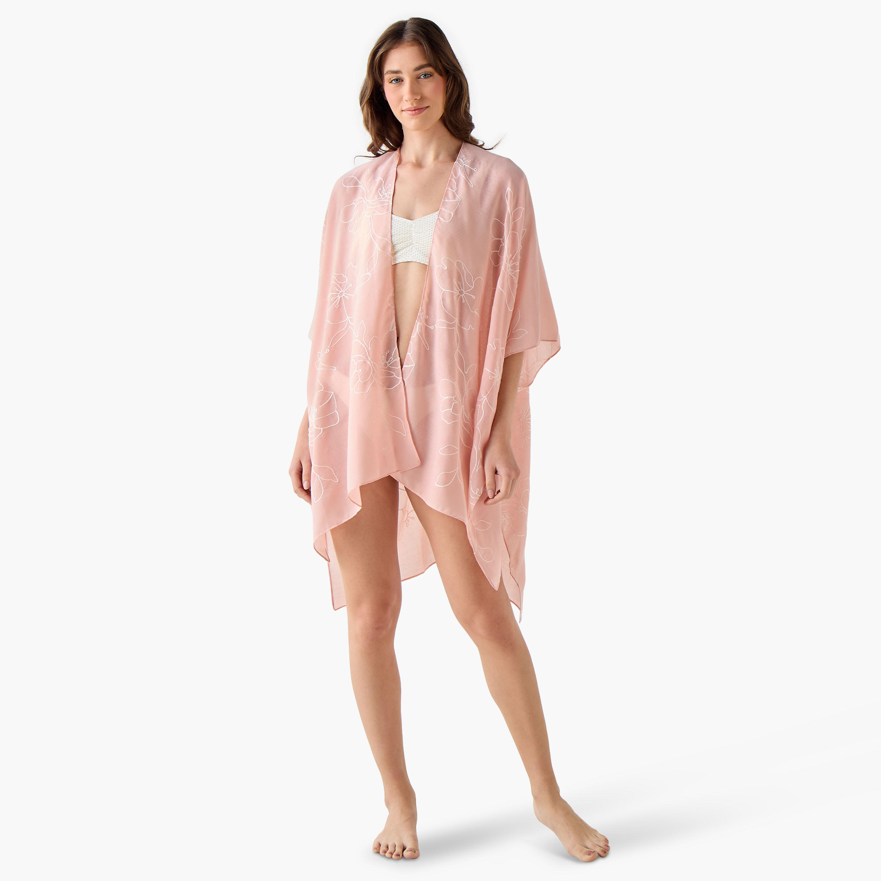 غطاء شاطئ زهري مطرز-women-clothing-swimandbeach-coverups-image-2