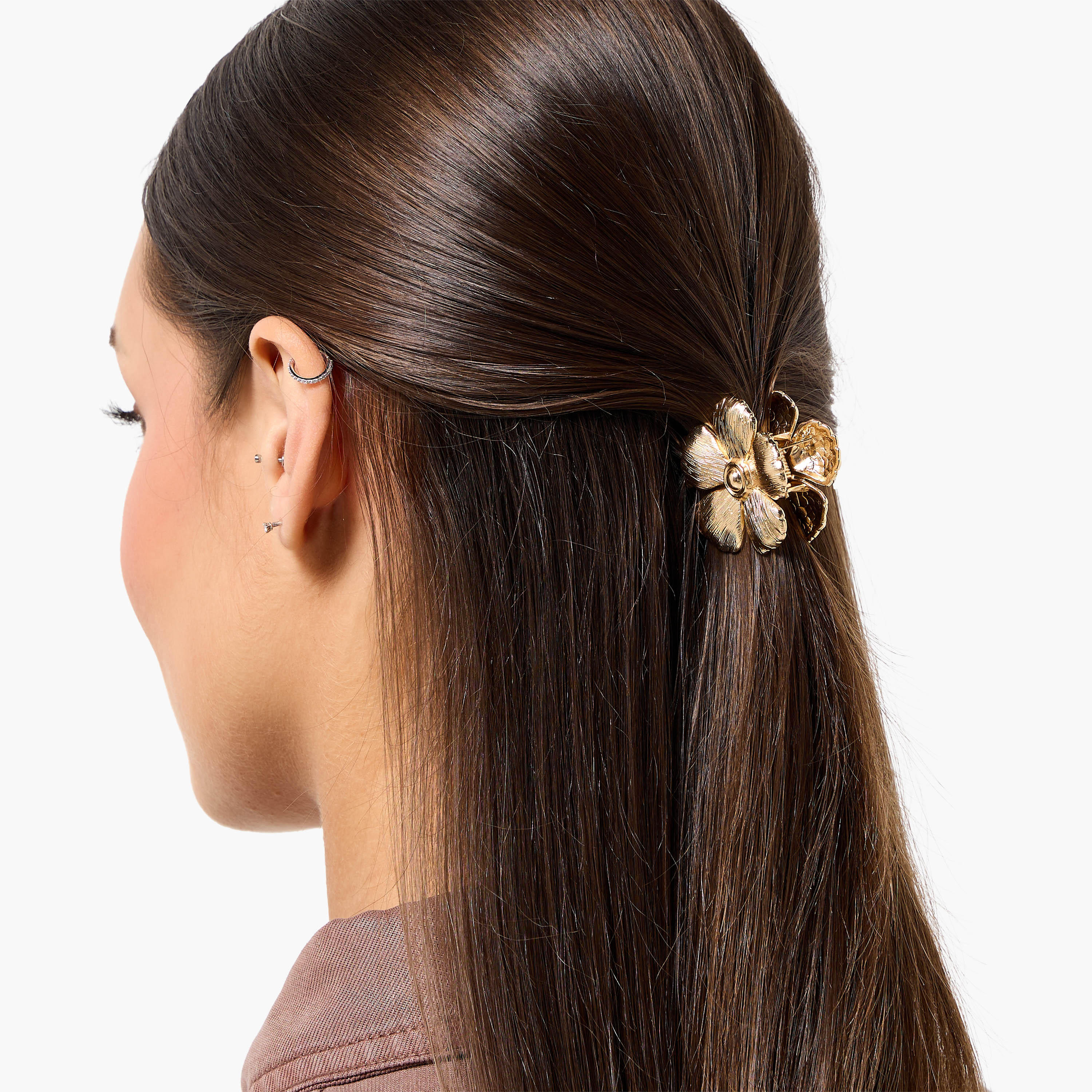 طقم مشابك شعر معدنية بتصميم أزهار أنيقة عدد 2-women-hairaccessories-clamps-image-2