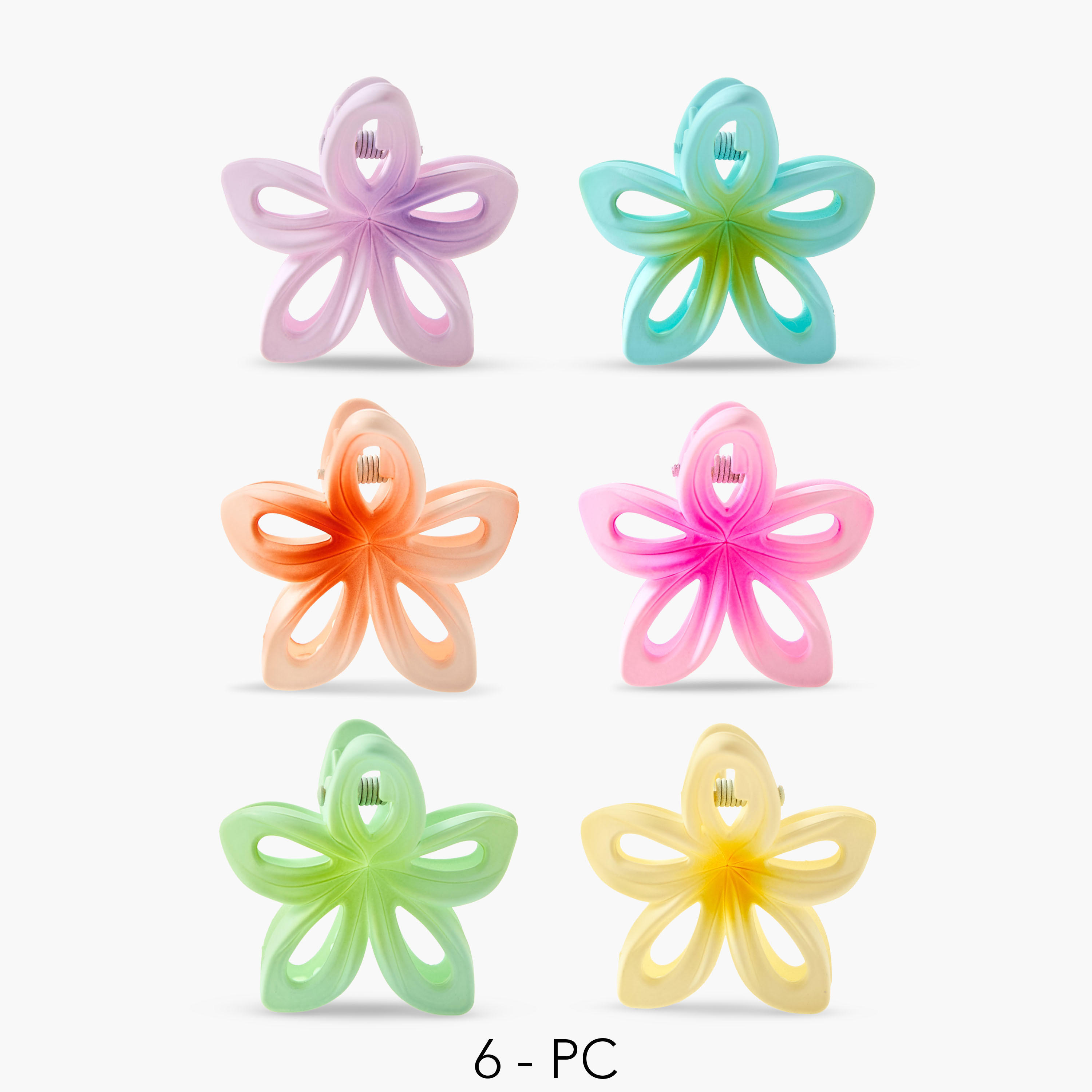 طقم مشابك شعر وردية بتصميم مفرغ 6 قطع-women-hairaccessories-clamps-image-1