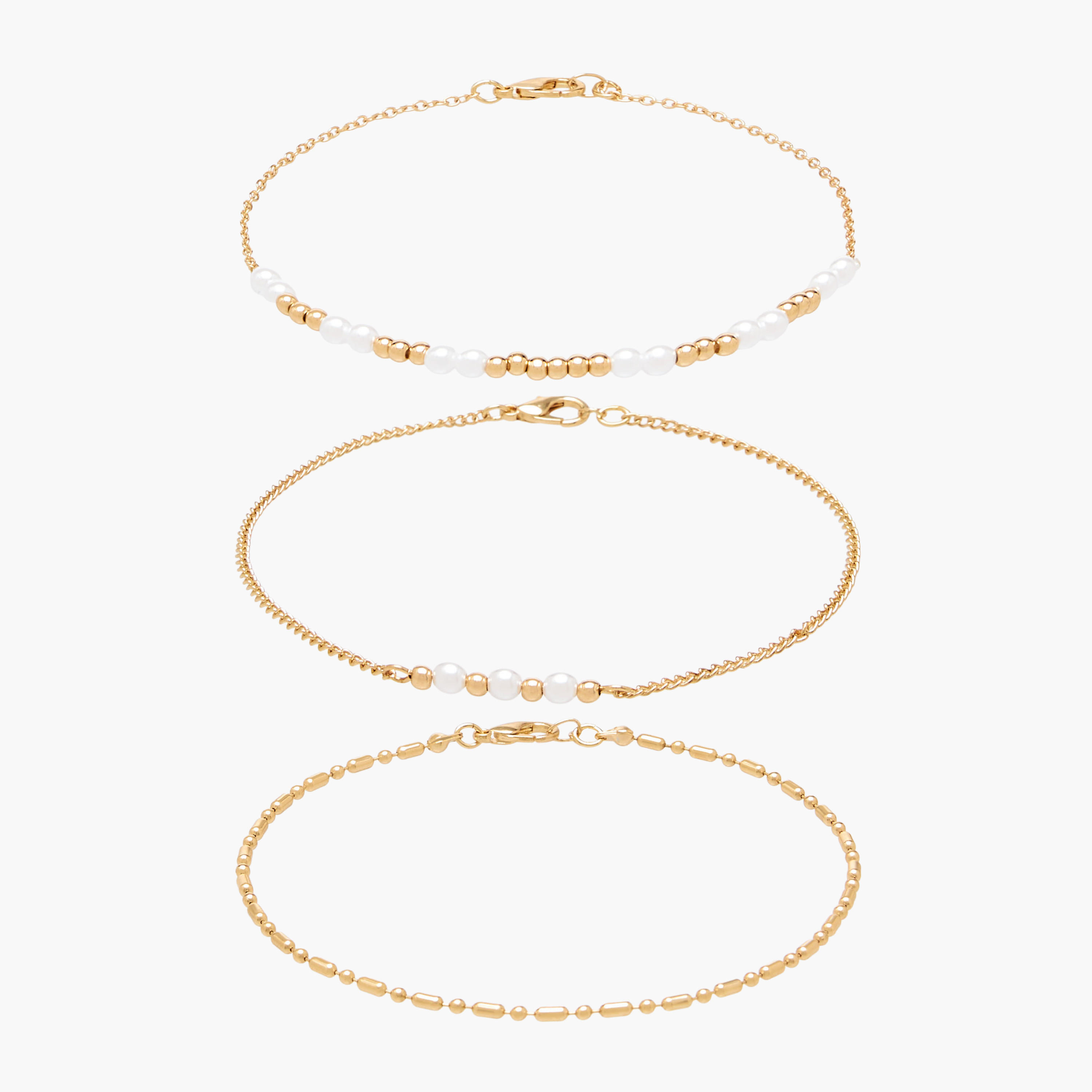 Pack of 3 Gold Tone Embellished Anklet-women-watchesandjewellery-jewellery-anklets-image-1