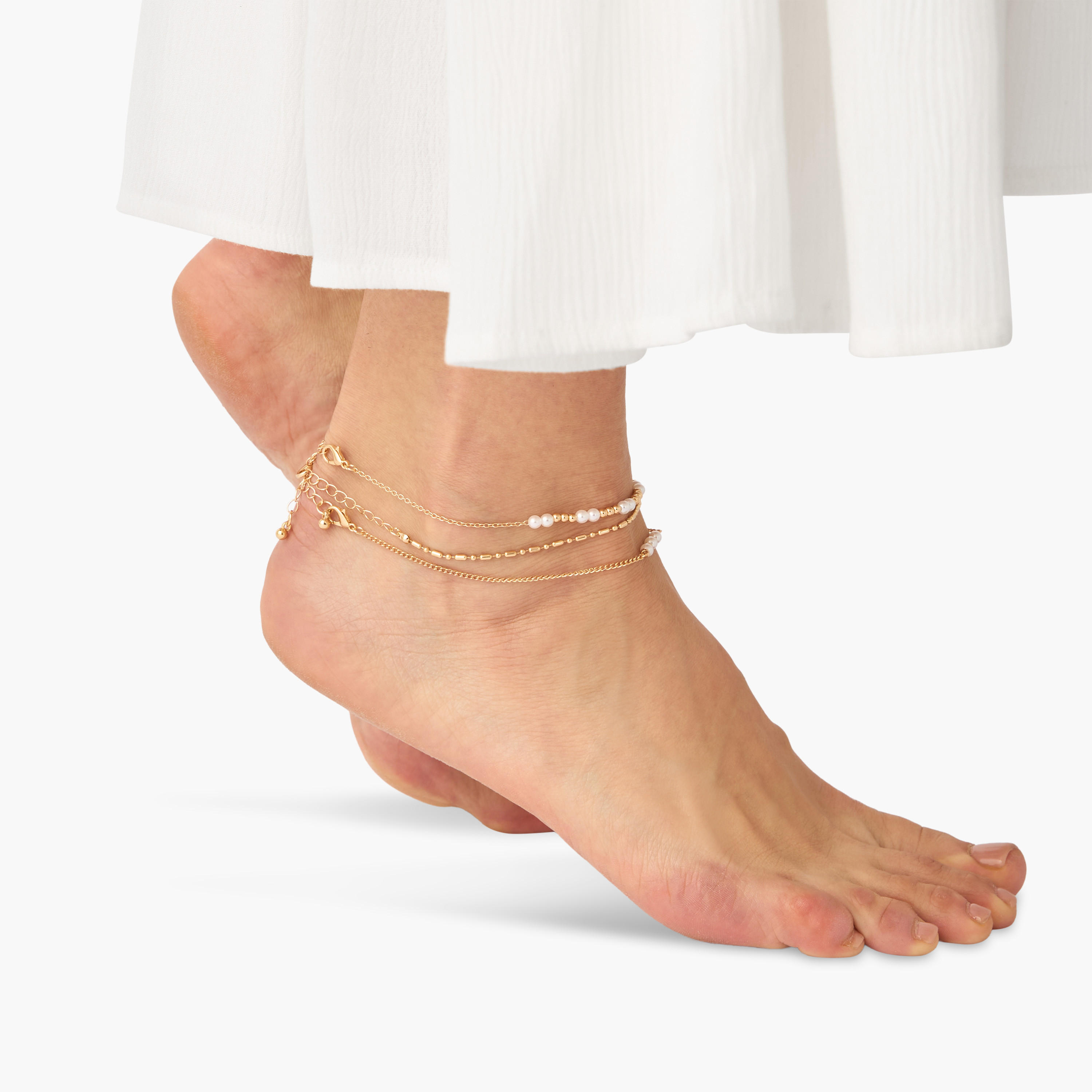 Pack of 3 Gold Tone Embellished Anklet-women-watchesandjewellery-jewellery-anklets-image-2