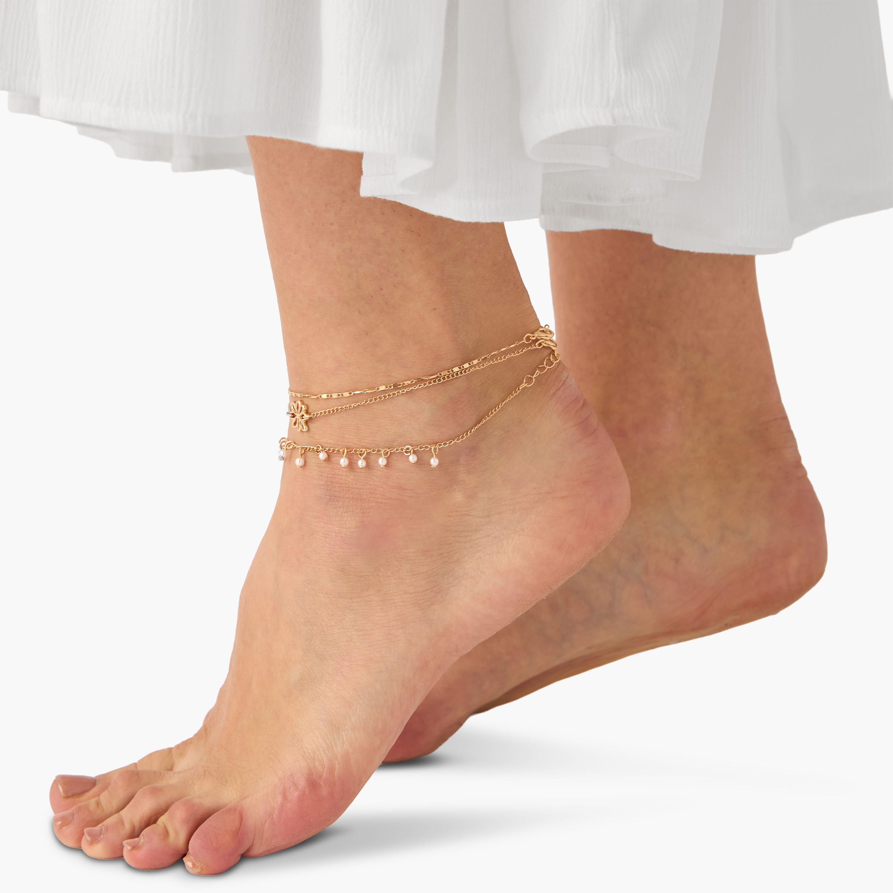 Pack of 3 Gold Tone Embellished Anklet-women-watchesandjewellery-jewellery-anklets-image-2
