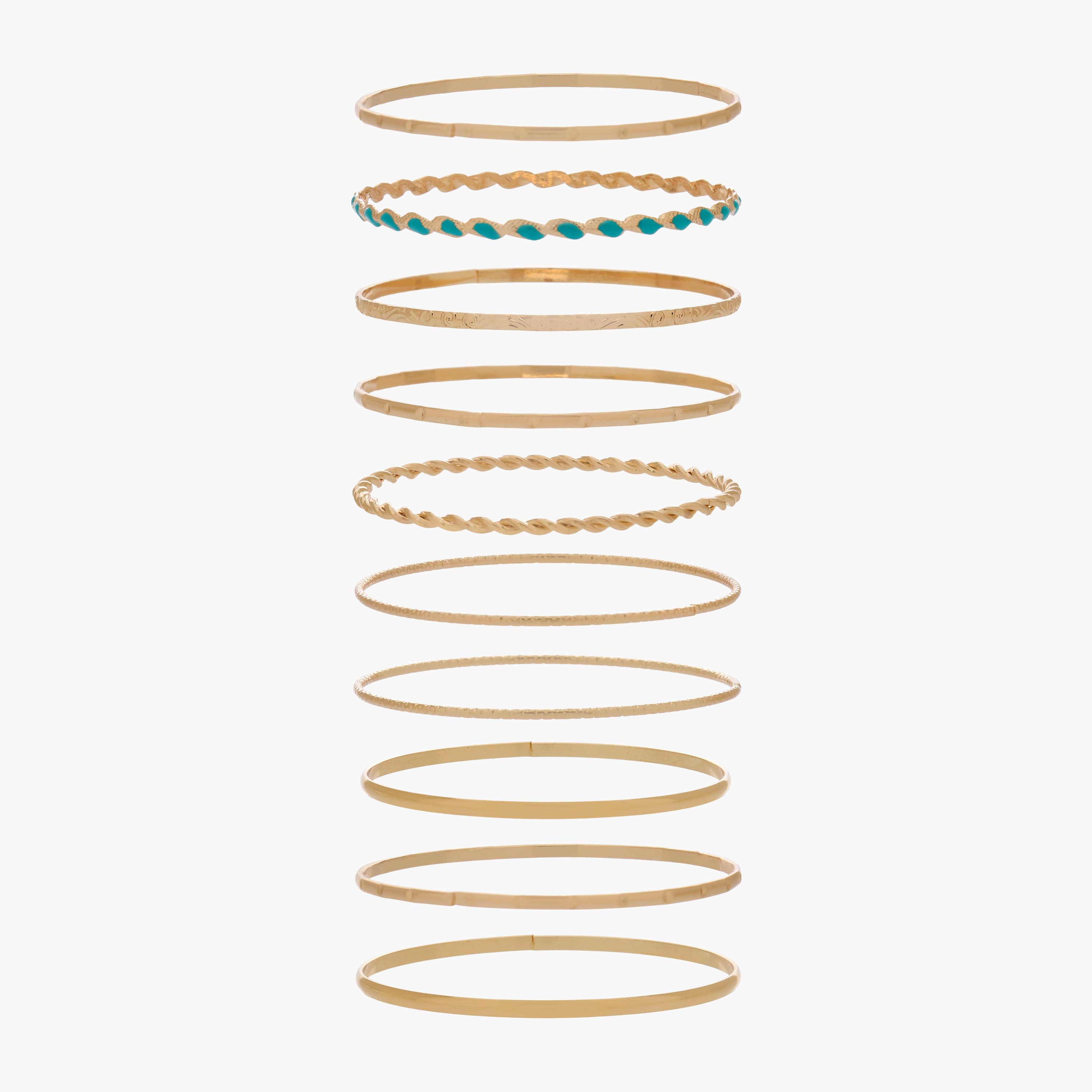 Set of 10 - Gold Tone Textured Bangle-women-watchesandjewellery-jewellery-banglesandbracelets-image-1