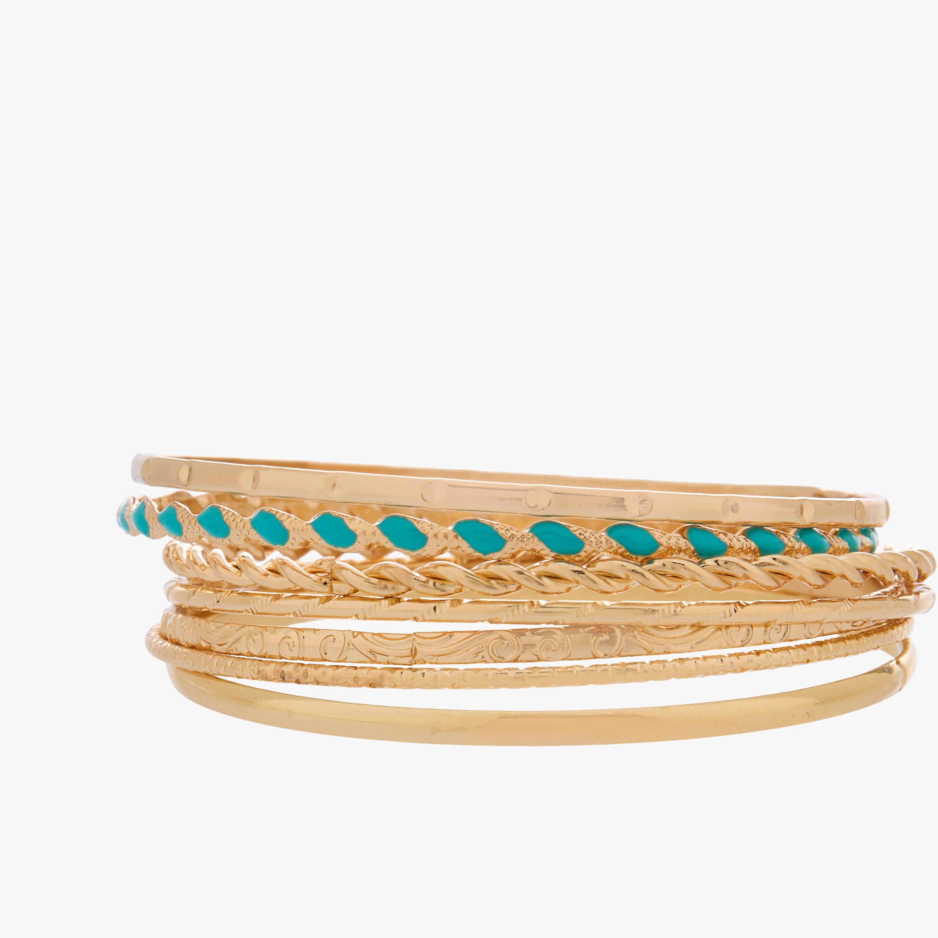 Set of 10 - Gold Tone Textured Bangle-women-watchesandjewellery-jewellery-banglesandbracelets-image-24