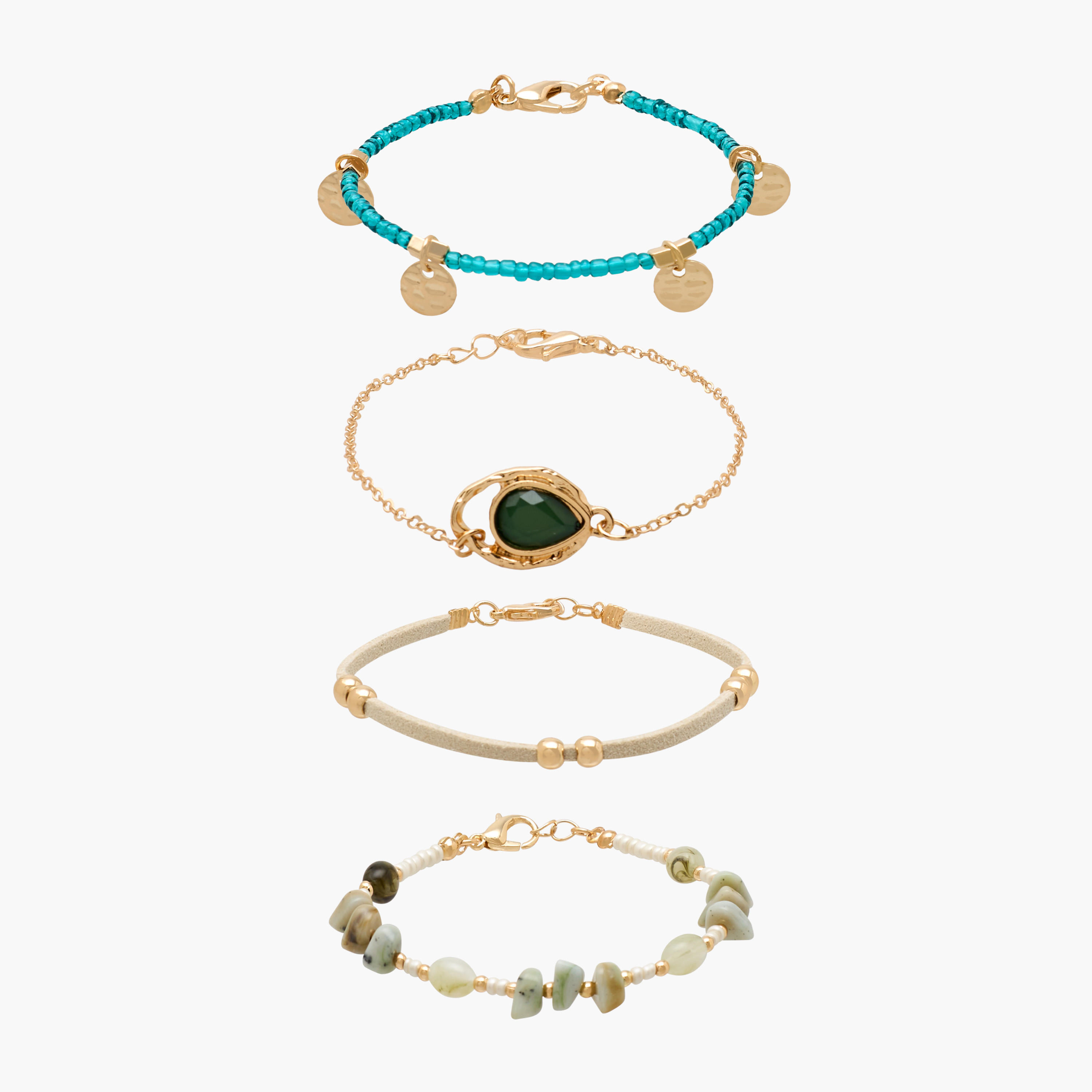 طقم أساور متنوعة مزينة من 4 قطع-women-watchesandjewellery-jewellery-banglesandbracelets-image-1