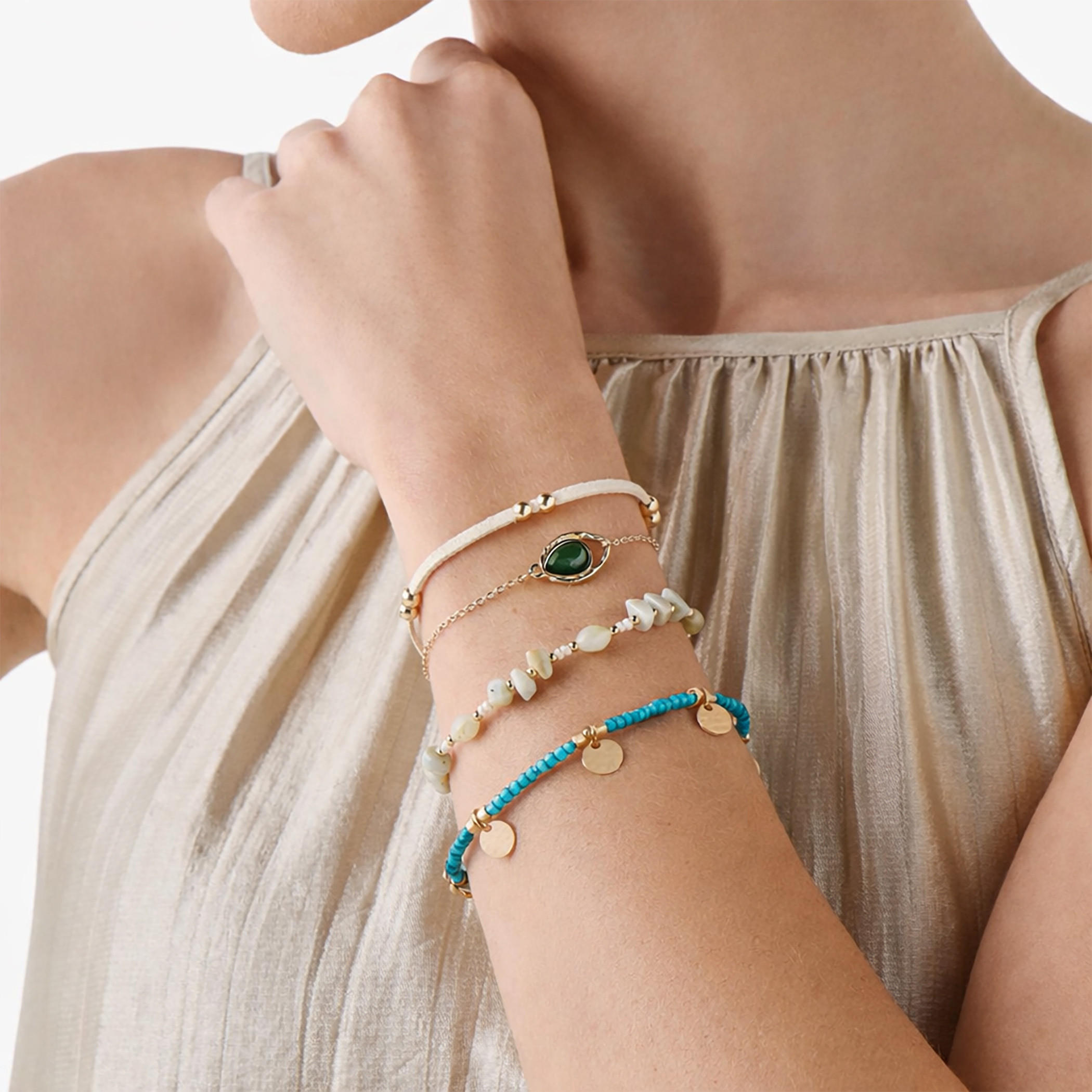 طقم أساور متنوعة مزينة من 4 قطع-women-watchesandjewellery-jewellery-banglesandbracelets-image-2