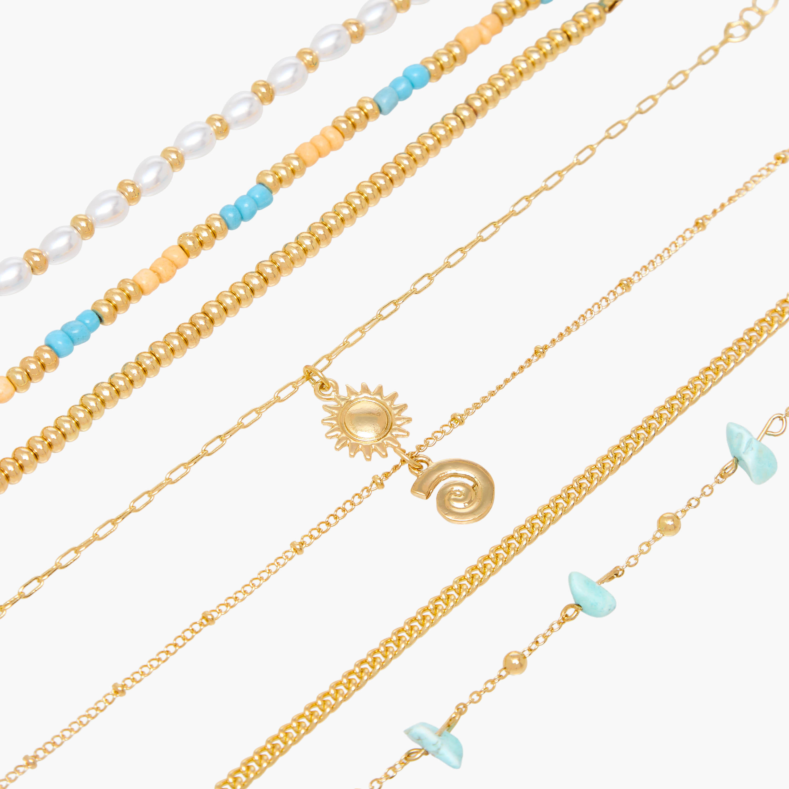 أساور ذهبية بخرز - مجموعة 7 قطع-women-watchesandjewellery-jewellery-banglesandbracelets-image-18