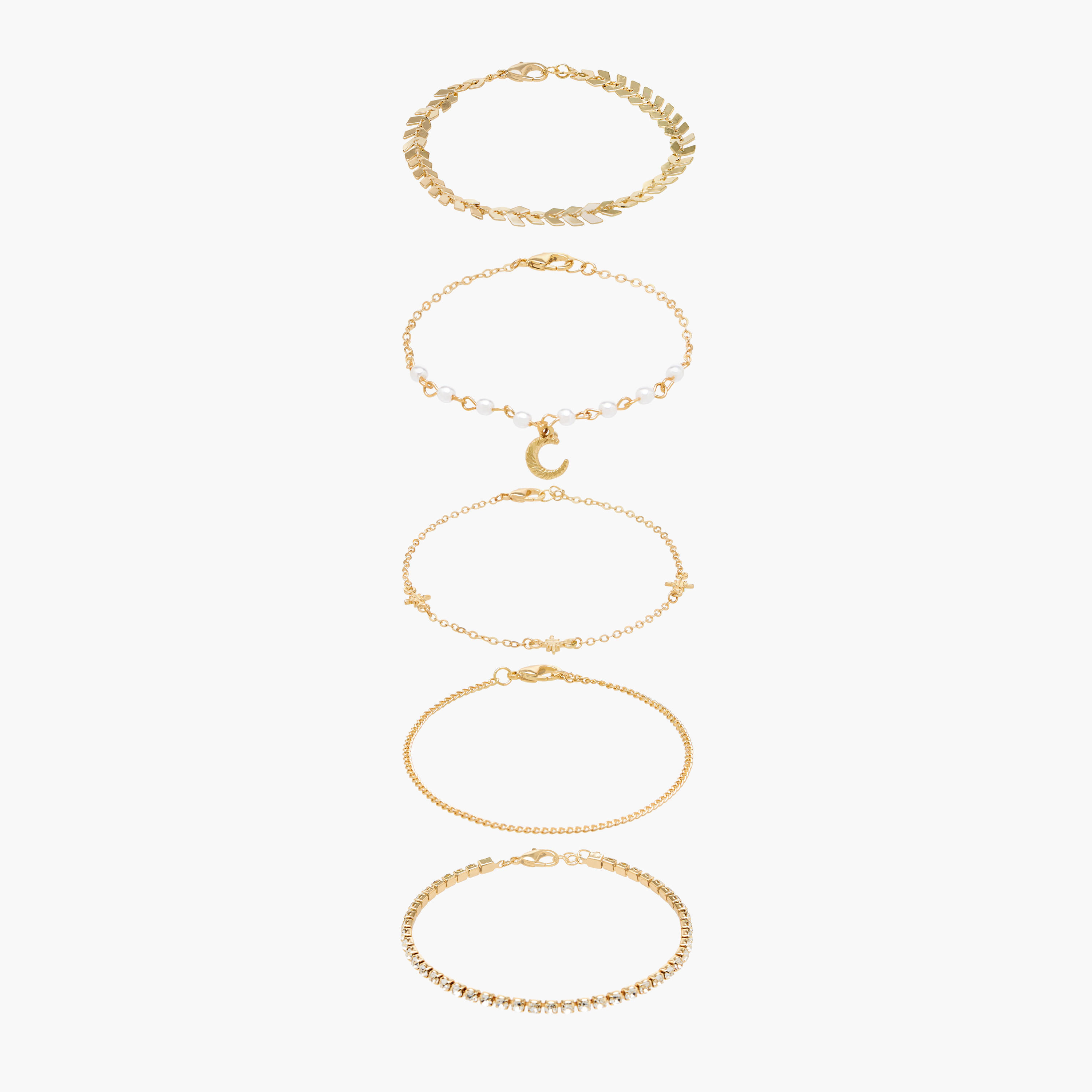 Pack of 5 Gold Tone Assorted Bracelet-women-watchesandjewellery-jewellery-banglesandbracelets-image-1