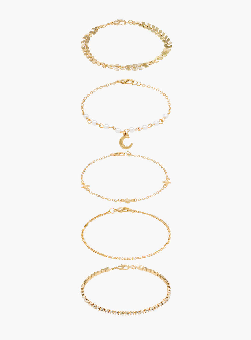 Pack of 5 Gold Tone Assorted Bracelet-women-watchesandjewellery-jewellery-banglesandbracelets-image-1