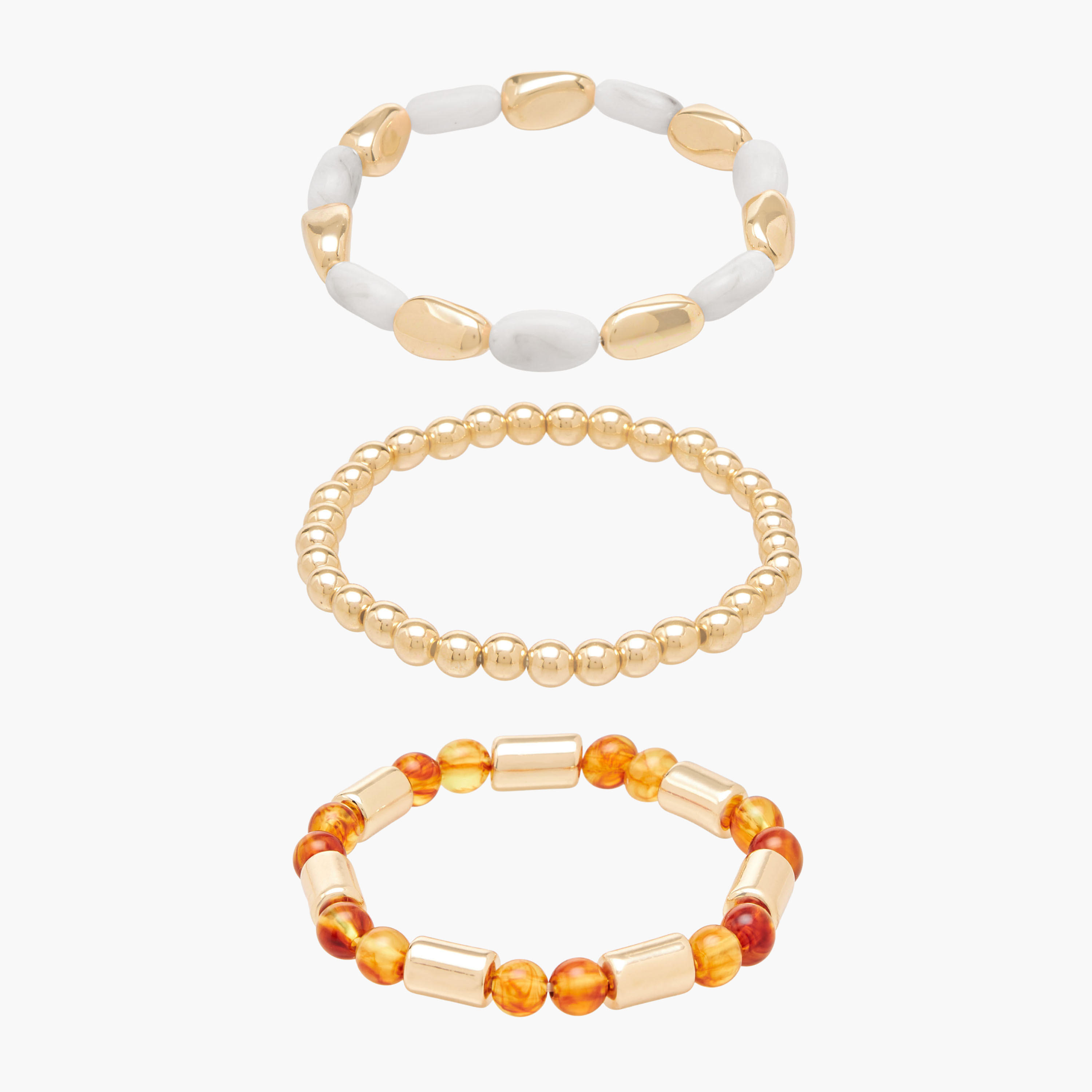 Pack of 3 Gold Tone Stretchable Bead Bracelet-women-watchesandjewellery-jewellery-banglesandbracelets-image-1