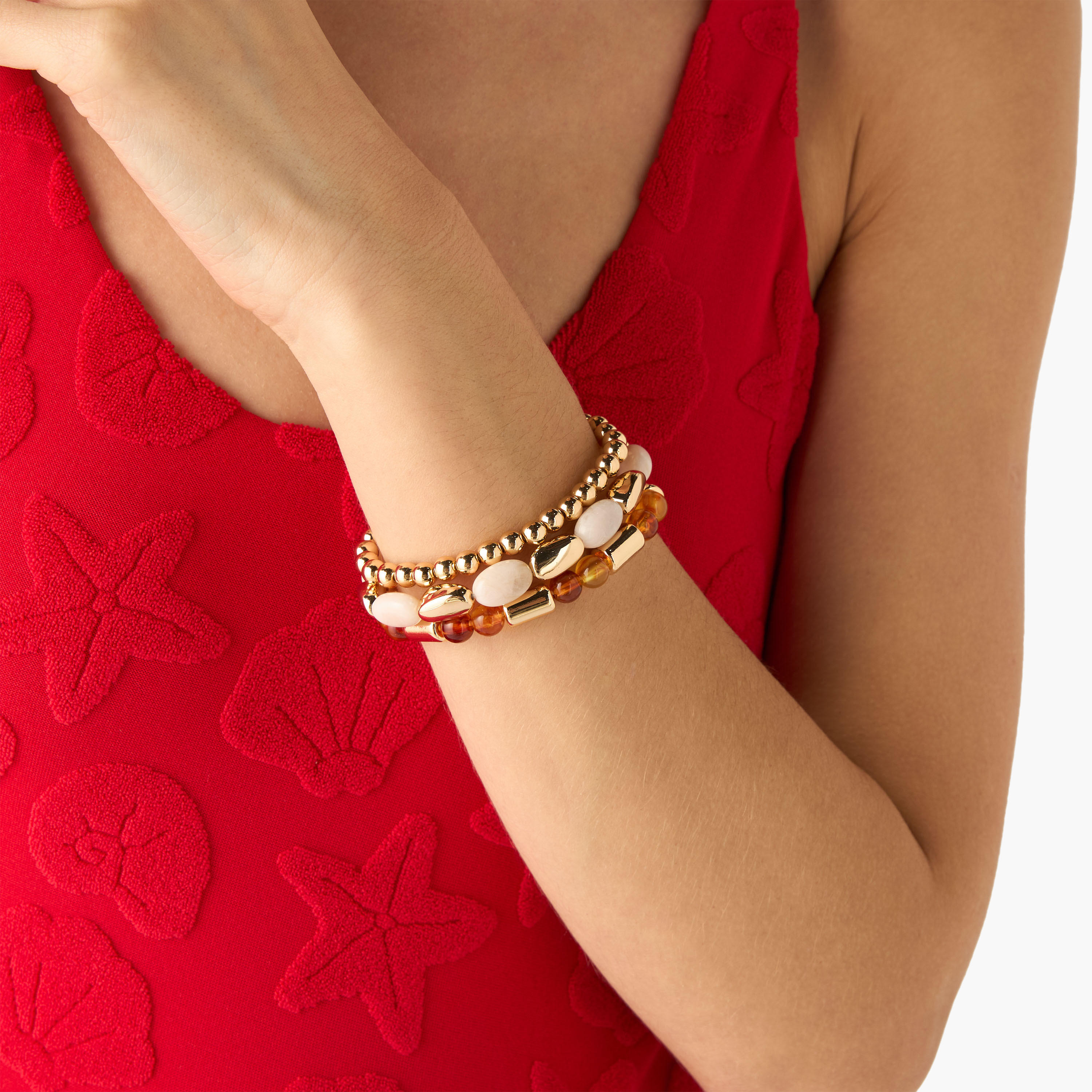Pack of 3 Gold Tone Stretchable Bead Bracelet-women-watchesandjewellery-jewellery-banglesandbracelets-image-2