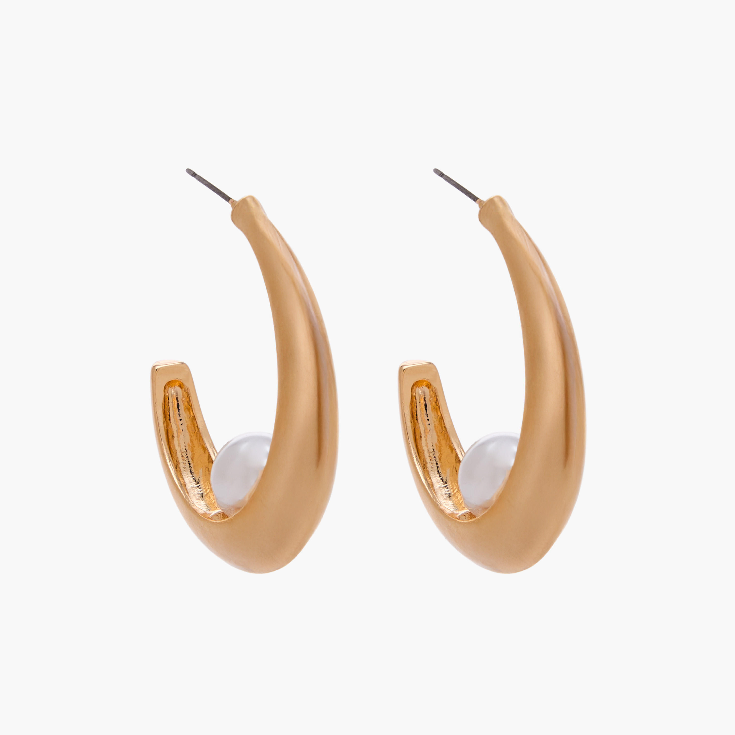 Gold Tone Hoop Earrings with Pushback Closure-women-watchesandjewellery-jewellery-earrings-image-1