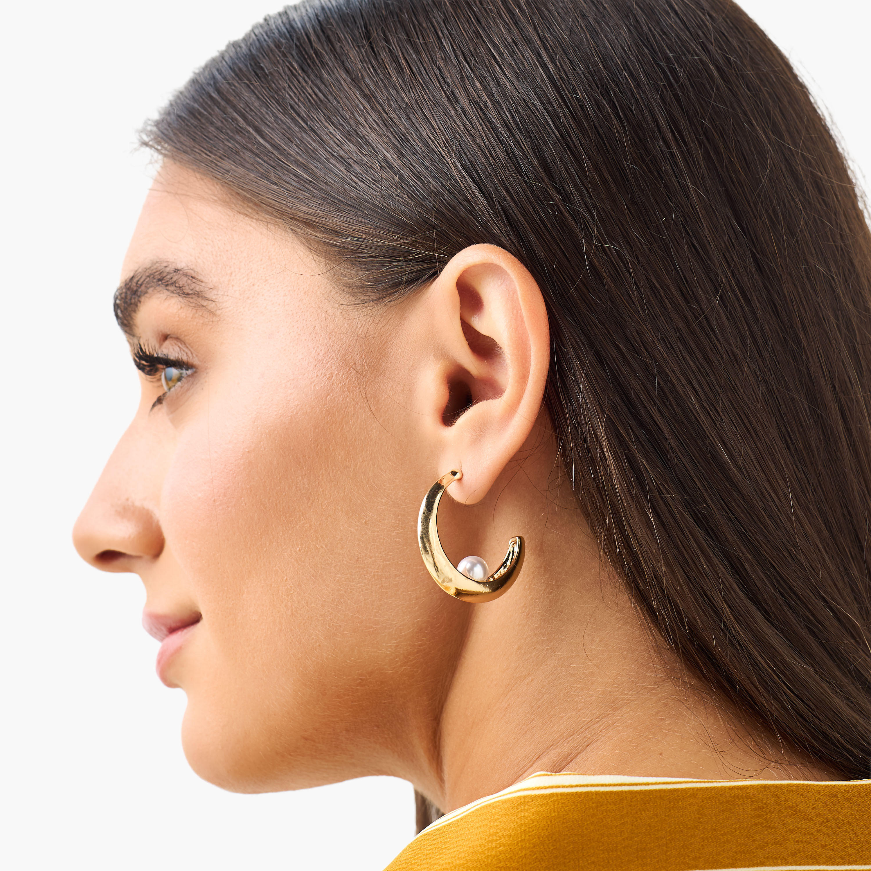 Gold Tone Hoop Earrings with Pushback Closure-women-watchesandjewellery-jewellery-earrings-image-2