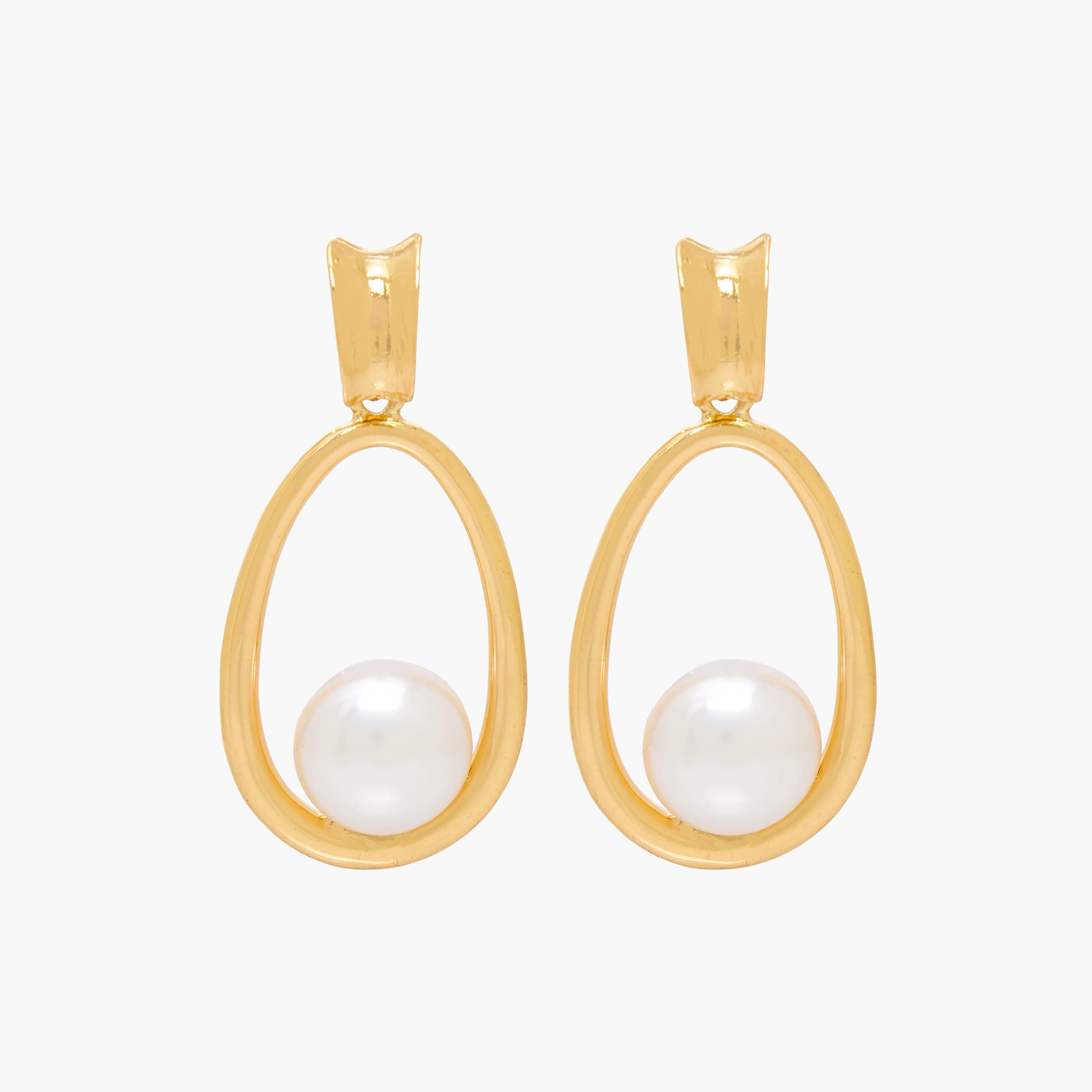 حلق لؤلؤ متدلي بلون ذهبي ومكبس إغلاق خلفي-women-watchesandjewellery-jewellery-earrings-image-1