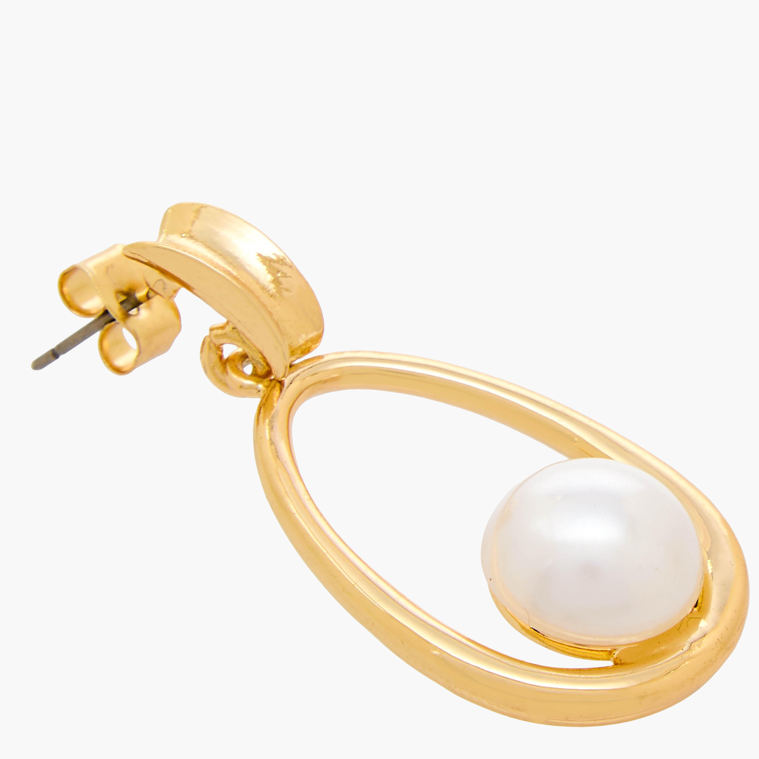 حلق لؤلؤ متدلي بلون ذهبي ومكبس إغلاق خلفي-women-watchesandjewellery-jewellery-earrings-image-4