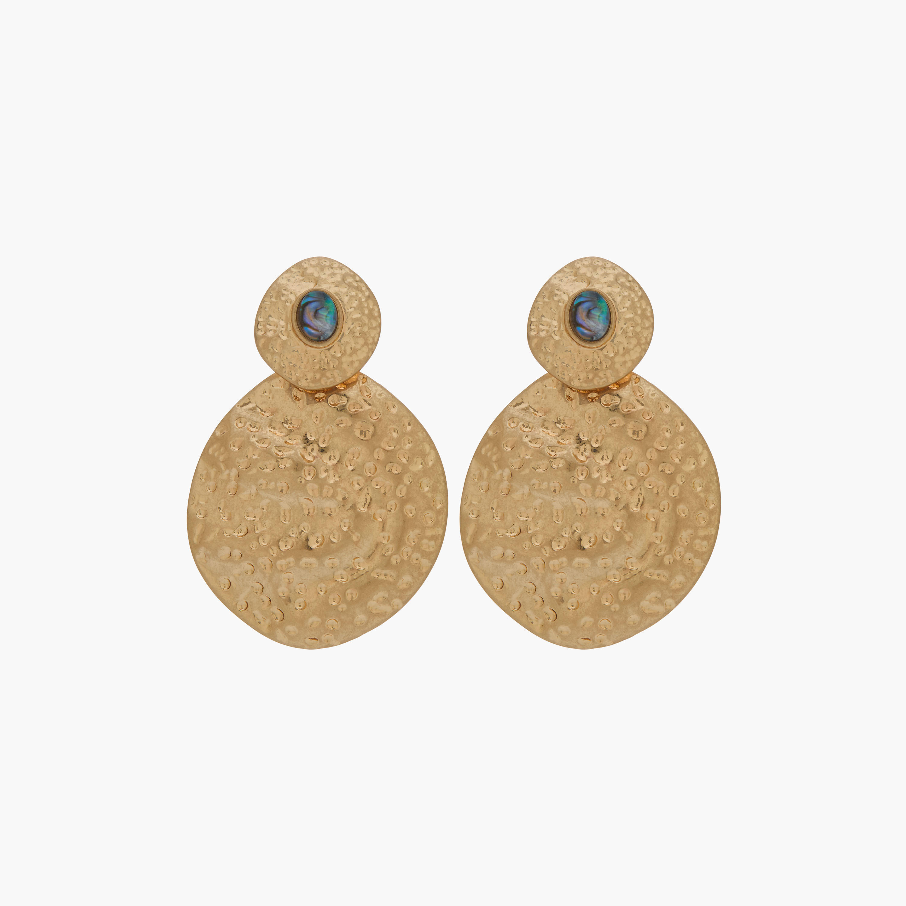 حلق متدلي بارز الملمس بلون ذهبي ومكبس إغلاق خلفي-women-watchesandjewellery-jewellery-earrings-image-1